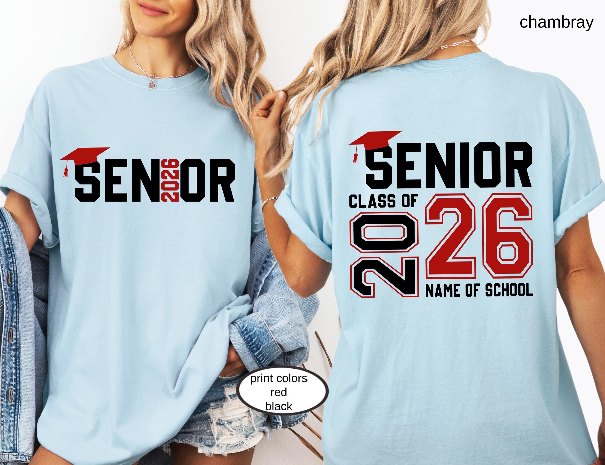 Custom Senior Class of 2026 Comfort Colors© Shirt, High School Graduation Tee, Retro Senior Mom 2026 Gift