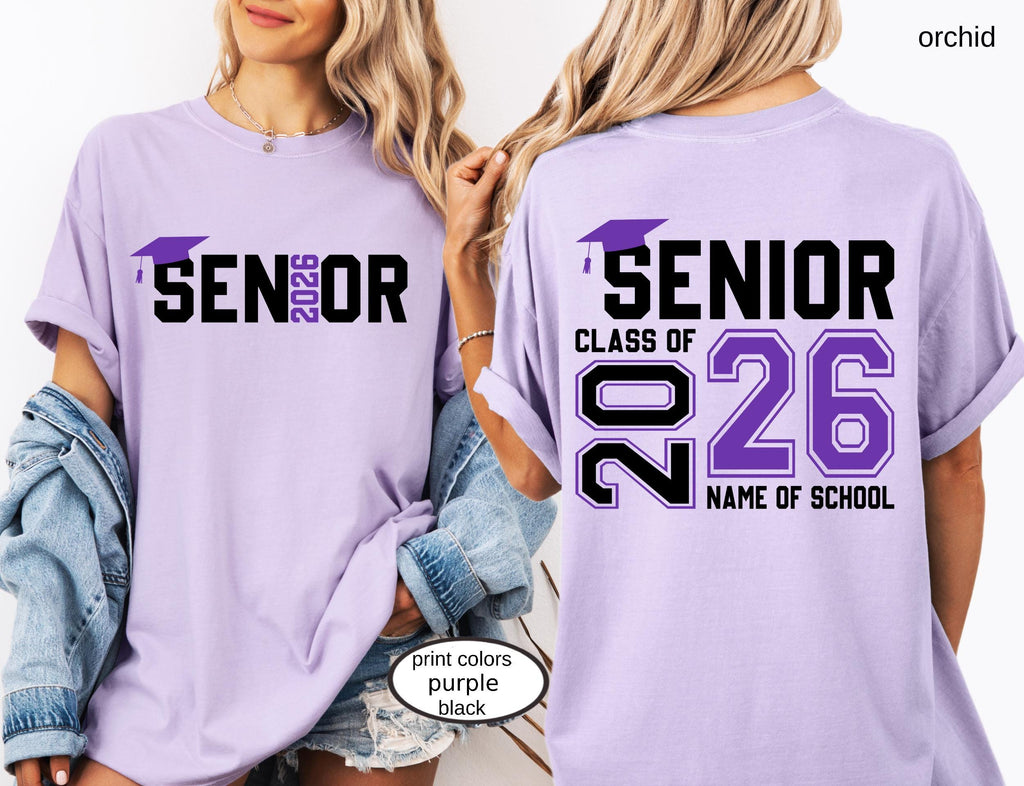 Custom Senior Class of 2026 Comfort Colors© Shirt, High School Graduation Tee, Retro Senior Mom 2026 Gift