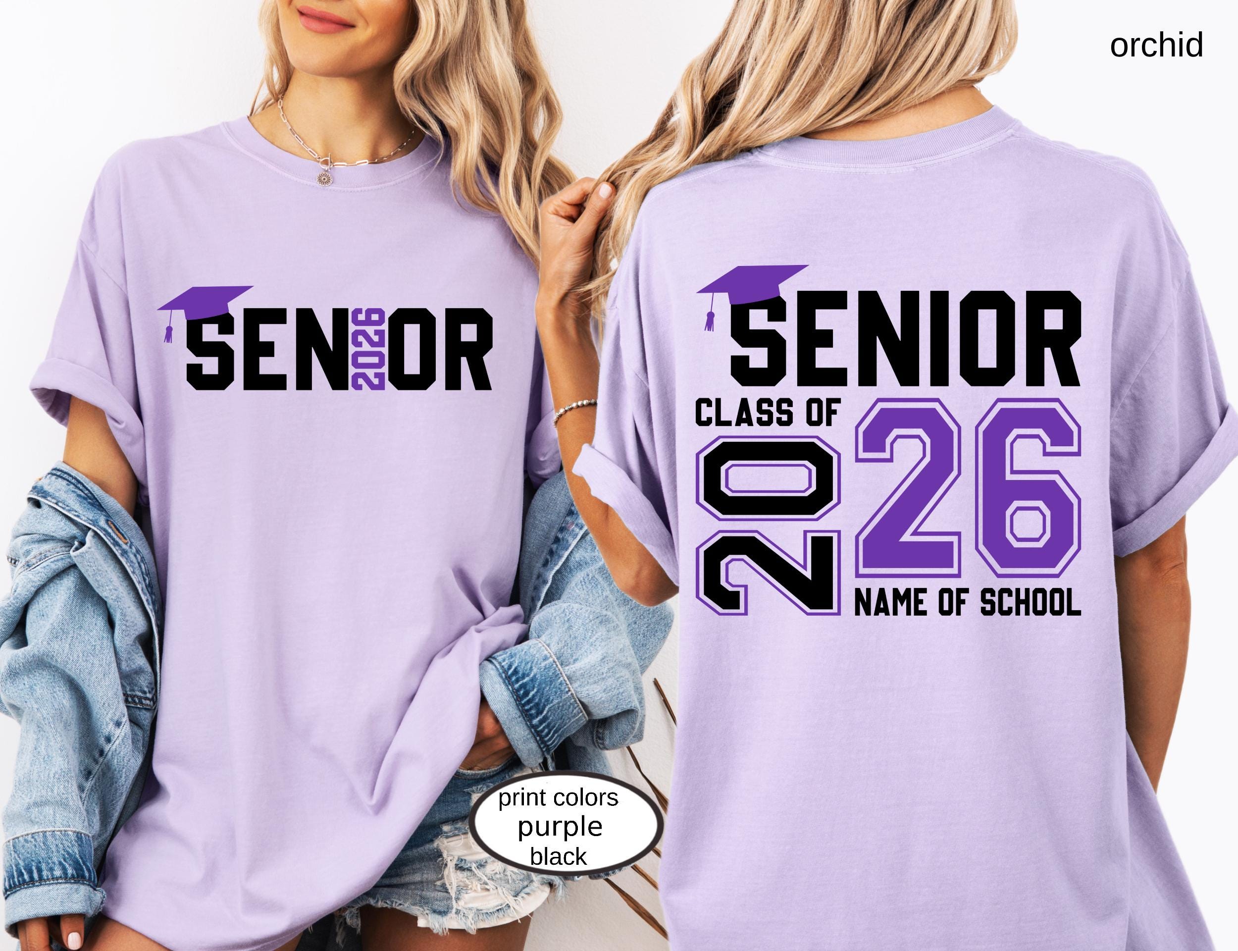 Custom Senior Class of 2026 Comfort Colors© Shirt, High School Graduation Tee, Retro Senior Mom 2026 Gift