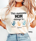 Personalized Mom Comfort Colors Shirt With Kids Names, Custom Names Mother Gift Tee, This Awesome Mom Belongs To Family