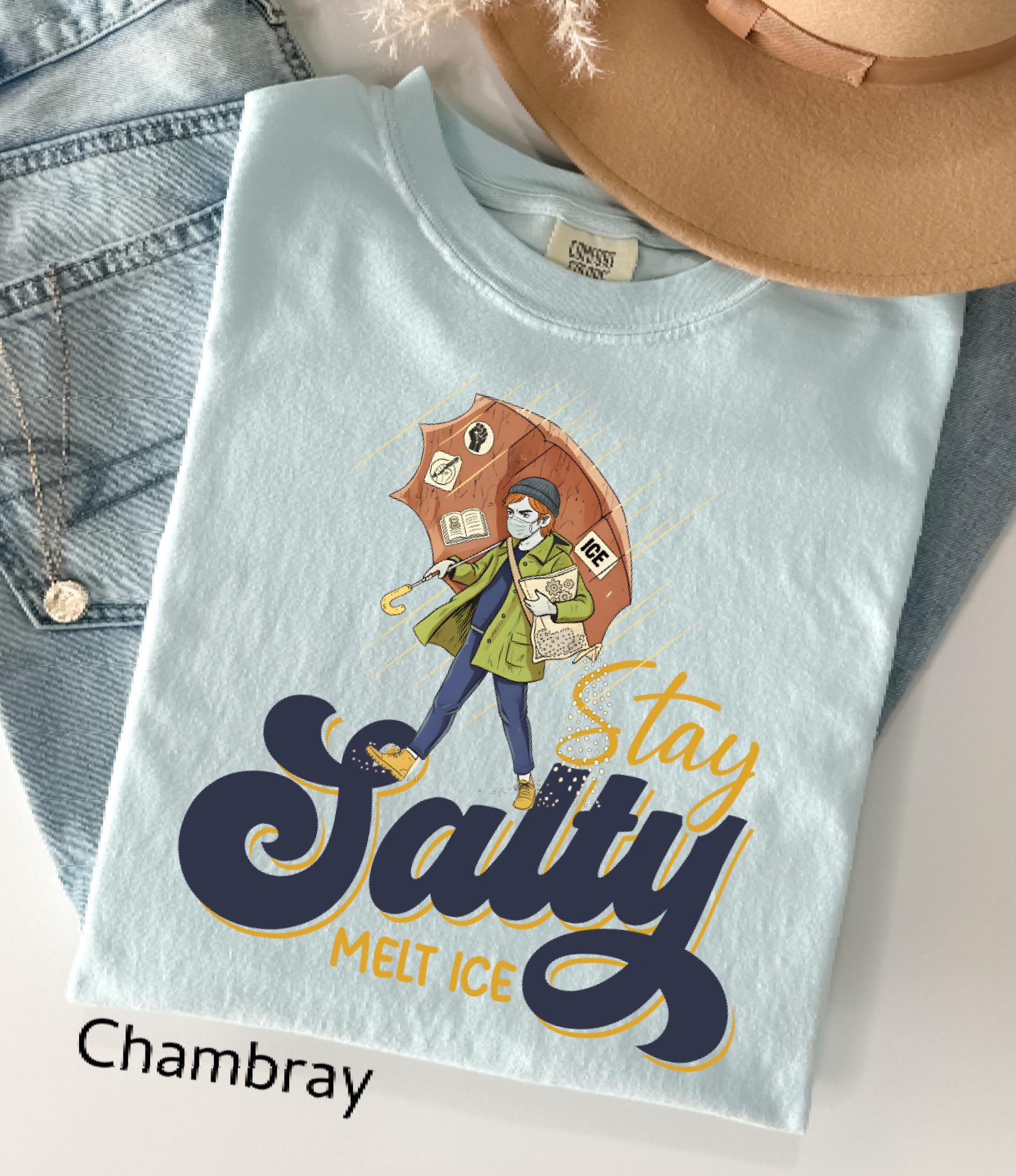 Subtle Anti Ice Stay Salty Protest Comfort Colors© Shirt: Liberal Democrat Shirt, Pro Immigration, Anti Trump Shirt, Keep Ice Out