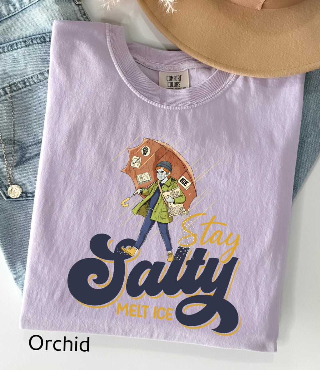 Subtle Anti Ice Stay Salty Protest Comfort Colors© Shirt: Liberal Democrat Shirt, Pro Immigration, Anti Trump Shirt, Keep Ice Out