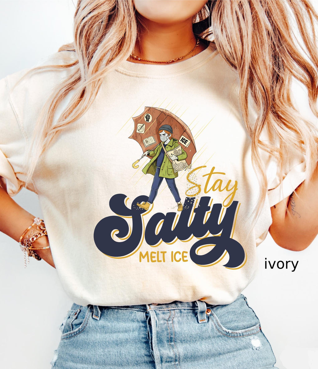 Subtle Anti Ice Stay Salty Protest Comfort Colors© Shirt: Liberal Democrat Shirt, Pro Immigration, Anti Trump Shirt, Keep Ice Out