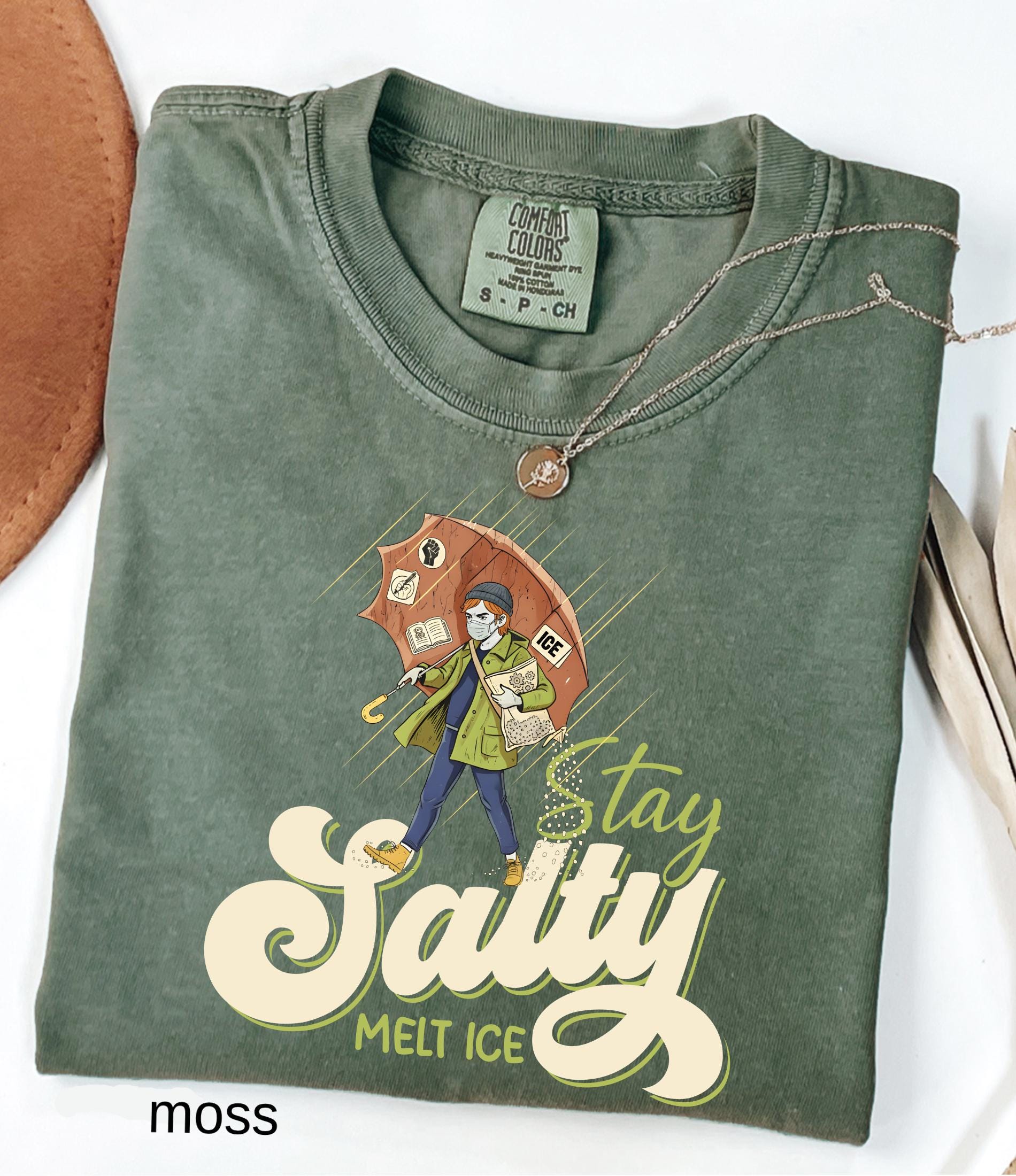 Subtle Anti Ice Stay Salty Protest Comfort Colors© Shirt: Liberal Democrat Shirt, Pro Immigration, Anti Trump Shirt, Keep Ice Out