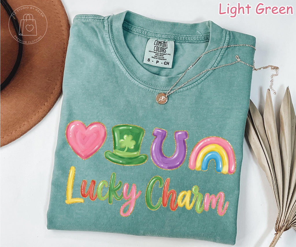Comfort Colors® Lucky Charm Shirt, Lucky Rainbow Shirt, Irish Women Shirt, St Patrick's Day Shirt, Shamrock Shirt, Four Leaf Clover Tee