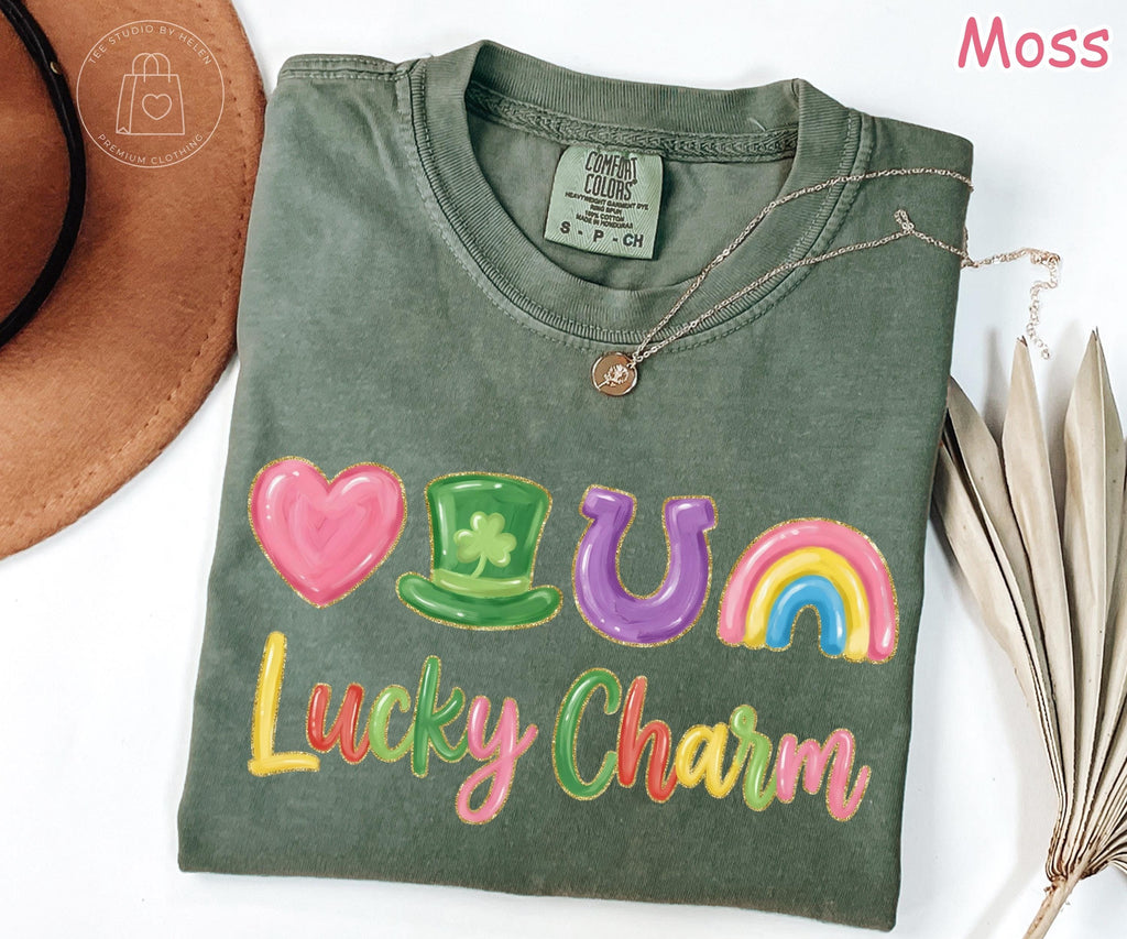 Comfort Colors® Lucky Charm Shirt, Lucky Rainbow Shirt, Irish Women Shirt, St Patrick's Day Shirt, Shamrock Shirt, Four Leaf Clover Tee