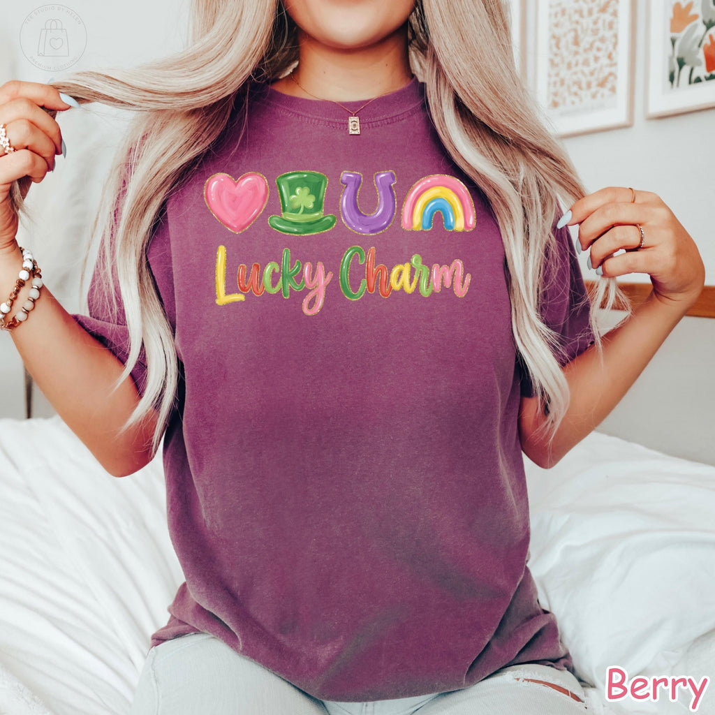 Comfort Colors® Lucky Charm Shirt, Lucky Rainbow Shirt, Irish Women Shirt, St Patrick's Day Shirt, Shamrock Shirt, Four Leaf Clover Tee