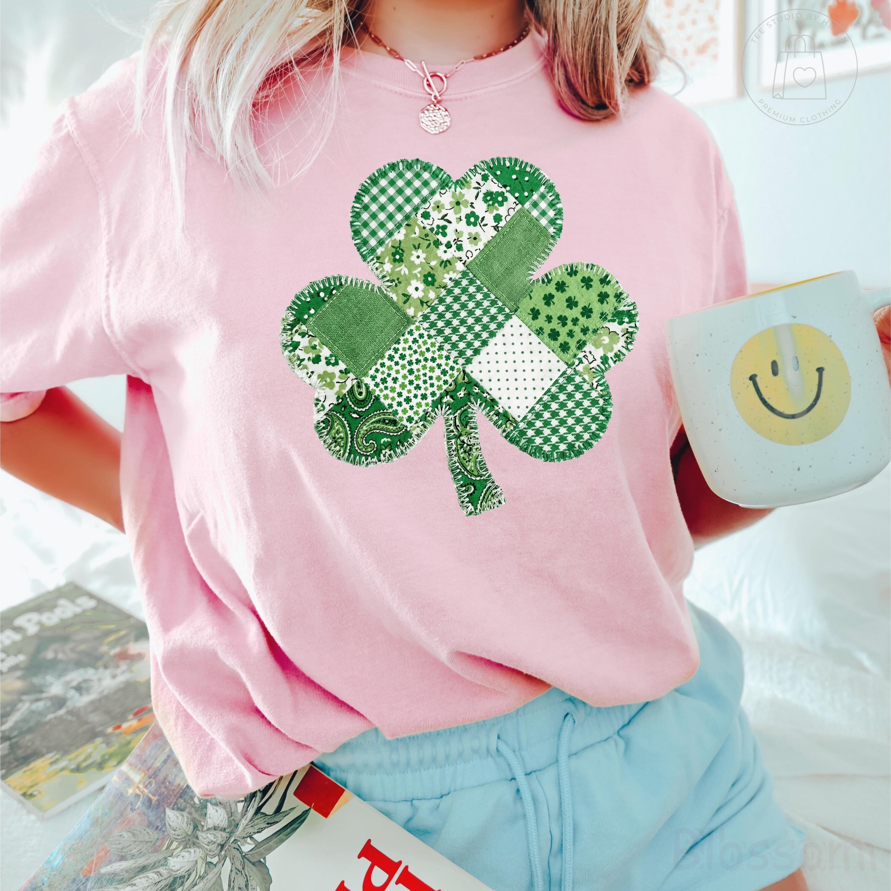 Comfort Colors® Shamrock Shirt, St Patricks Day Shirt, Patchwork Shamrock Shirt, Lucky Clover Tee, Women's Irish Shirt St Patrick's Day Gift
