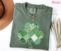 Comfort Colors® Shamrock Shirt, St Patricks Day Shirt, Patchwork Shamrock Shirt, Lucky Clover Tee, Women's Irish Shirt St Patrick's Day Gift