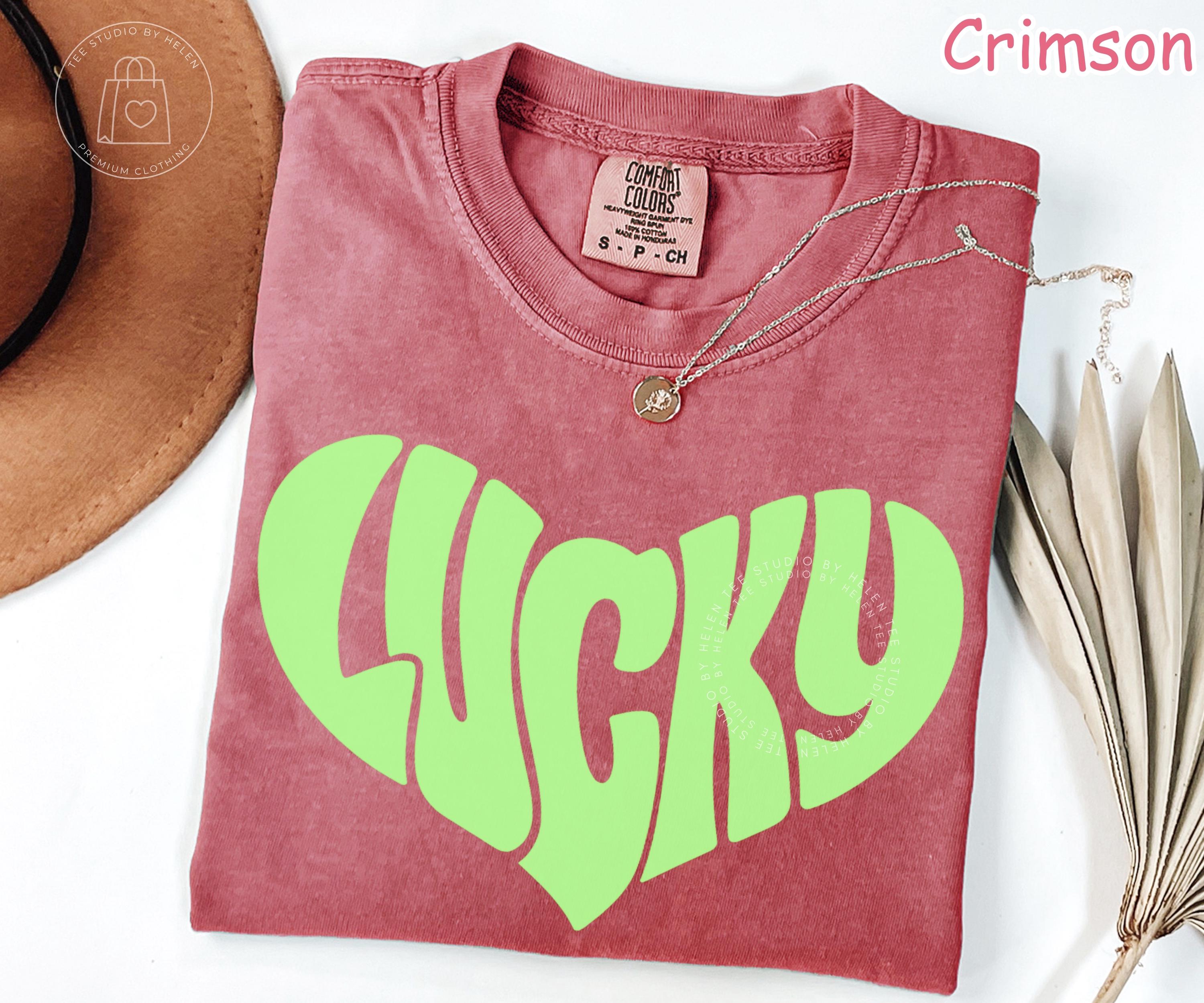 Comfort Colors® Lucky Shirt, St Patricks Day Shirt, Retro Lucky Heart Shirt, Lucky Clover Tee, Irish Shirt for Women, St Paddy's Day Tee