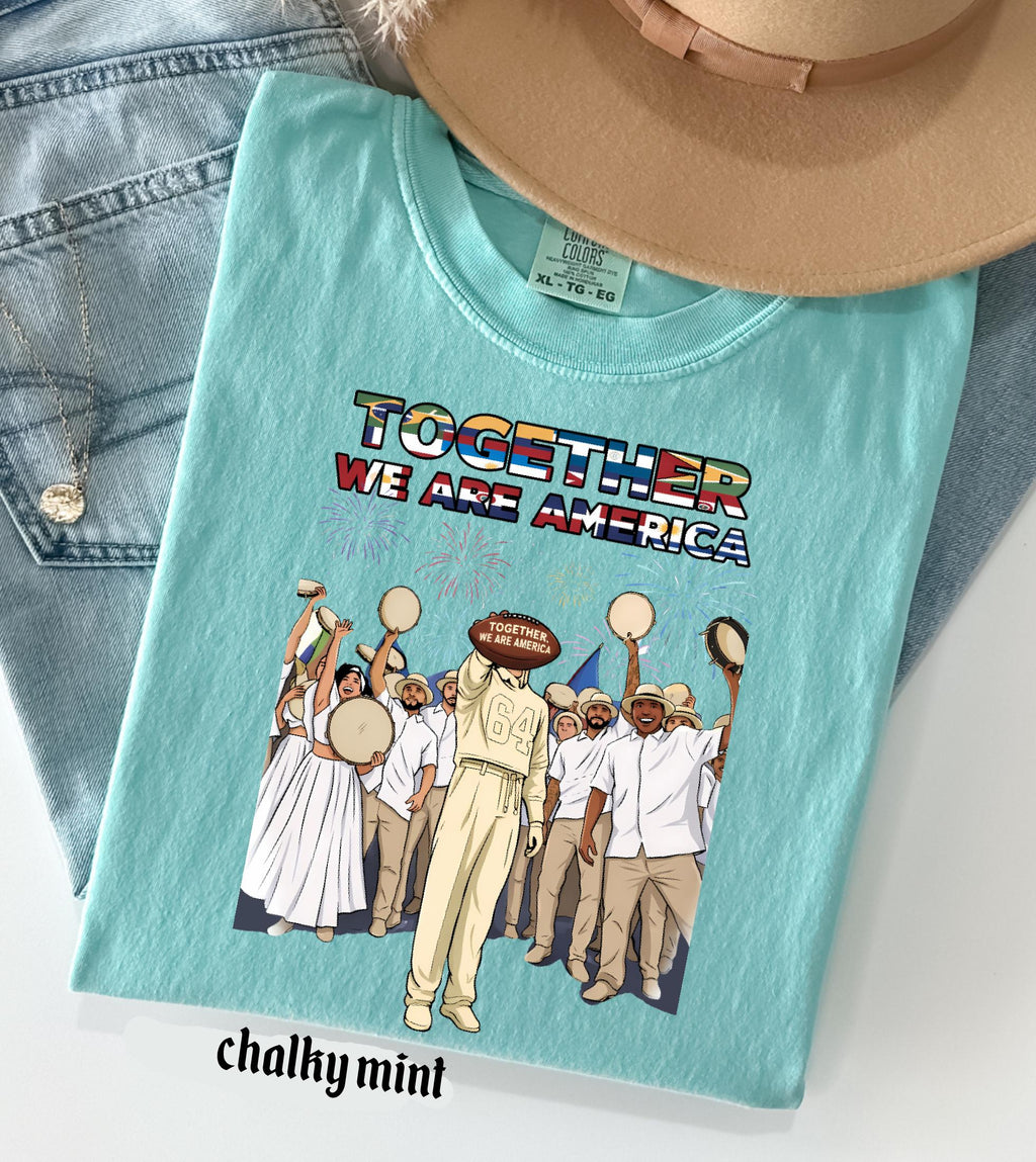 Together We Are America Comfort Colors Shirt, American Football T-Shirt, We Are America Graphic Tee Latin Pride and Immigrant Support Gift