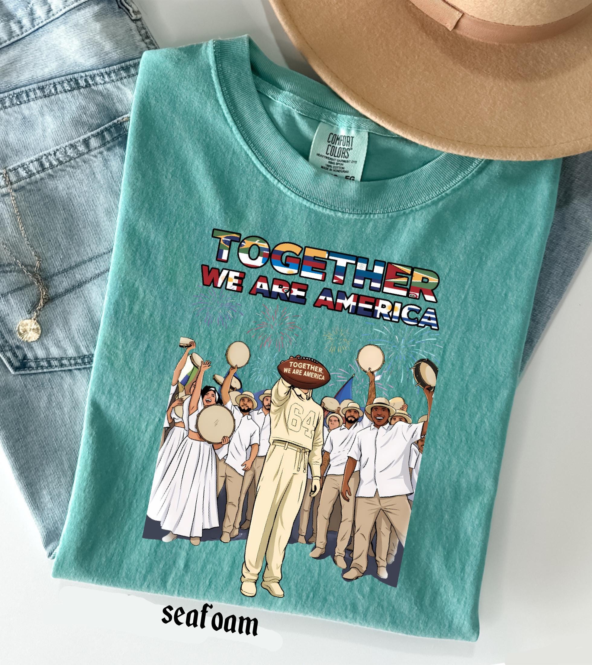 Together We Are America Comfort Colors Shirt, American Football T-Shirt, We Are America Graphic Tee Latin Pride and Immigrant Support Gift
