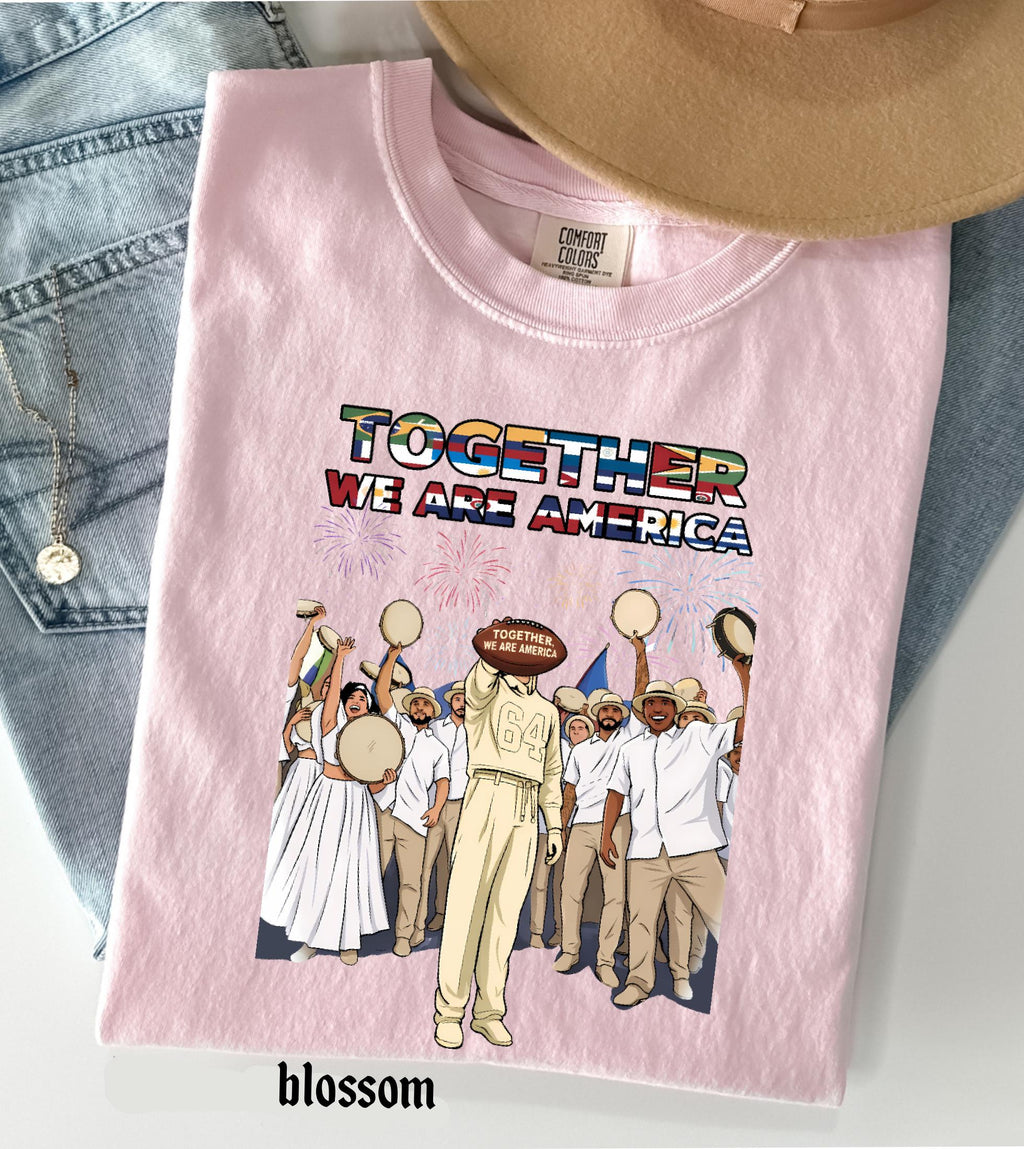 Together We Are America Comfort Colors Shirt, American Football T-Shirt, We Are America Graphic Tee Latin Pride and Immigrant Support Gift