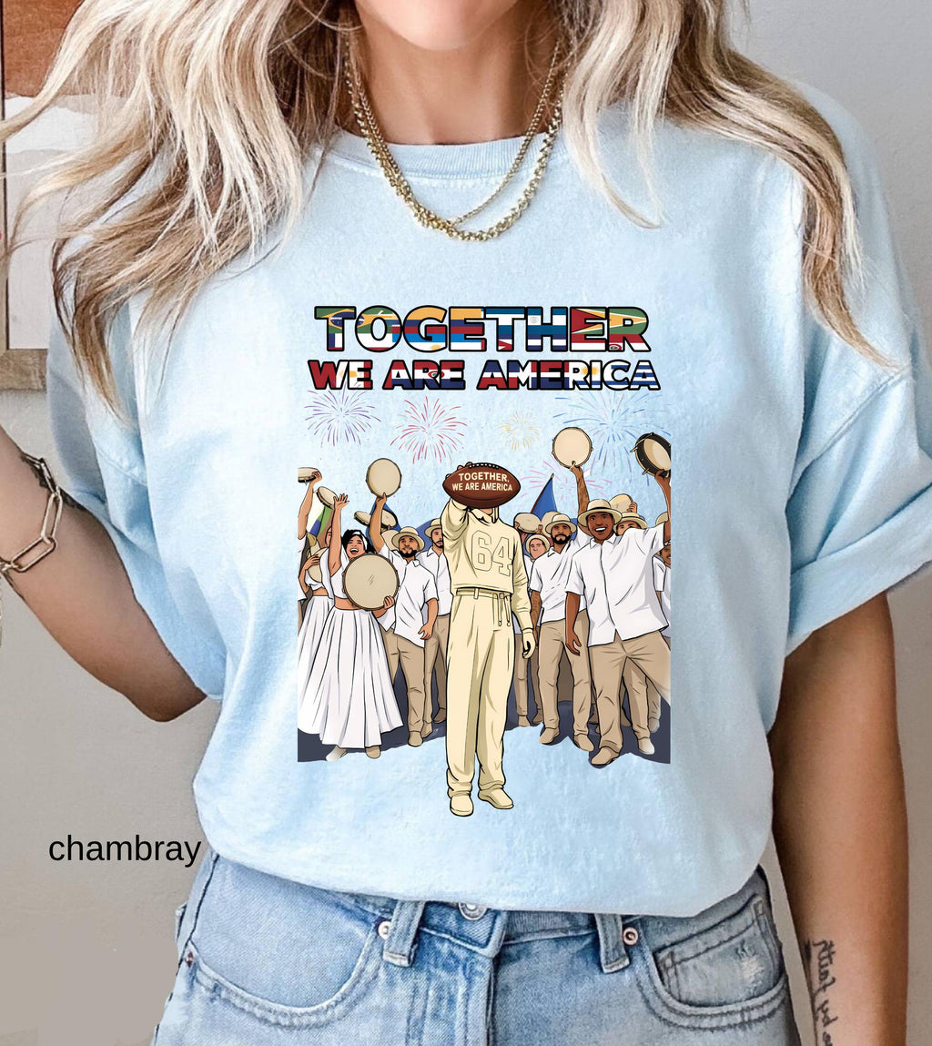 Together We Are America Comfort Colors Shirt, American Football T-Shirt, We Are America Graphic Tee Latin Pride and Immigrant Support Gift