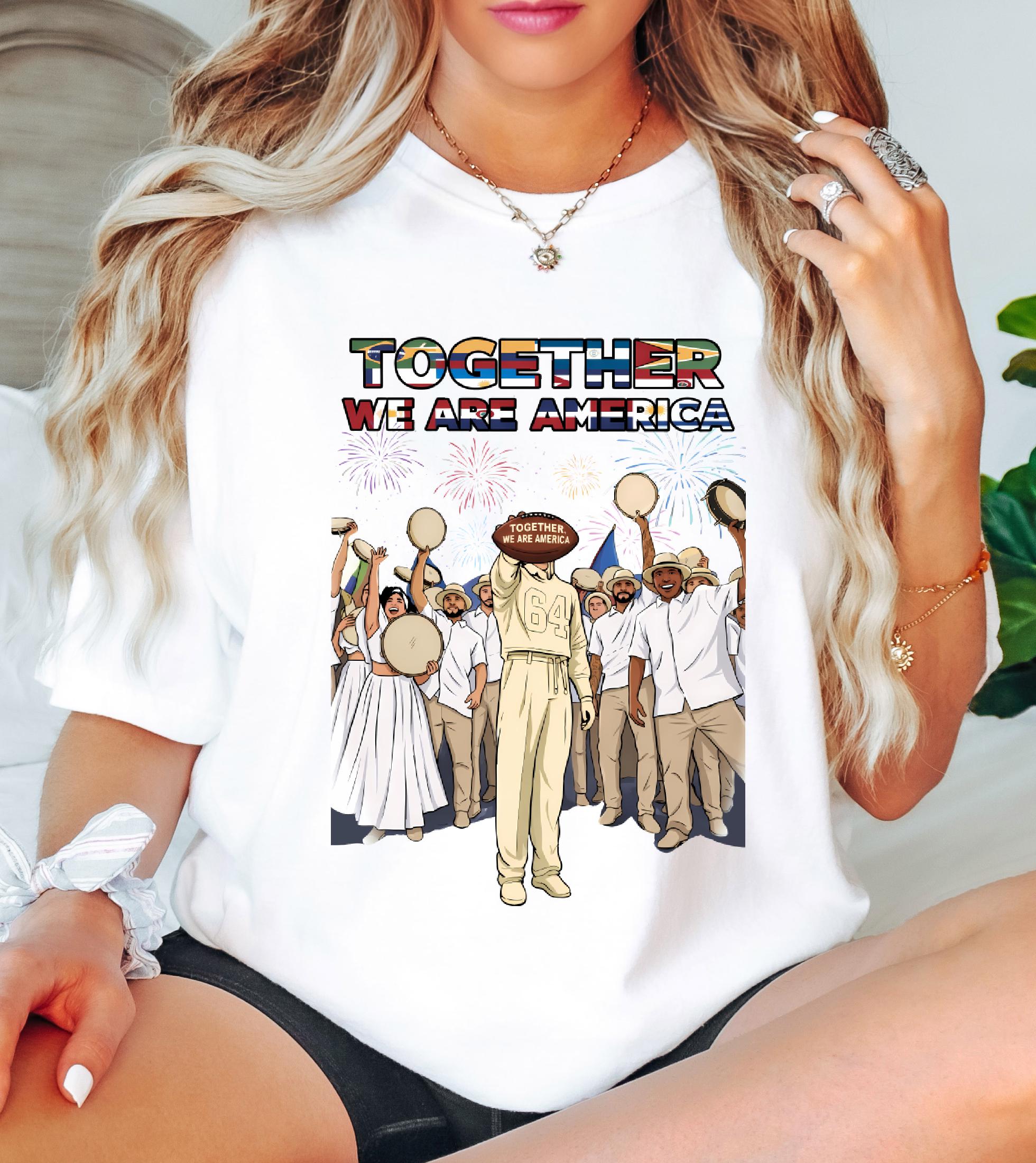 Together We Are America Comfort Colors Shirt, American Football T-Shirt, We Are America Graphic Tee Latin Pride and Immigrant Support Gift