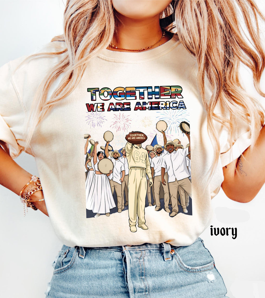 Together We Are America Comfort Colors Shirt, American Football T-Shirt, We Are America Graphic Tee Latin Pride and Immigrant Support Gift