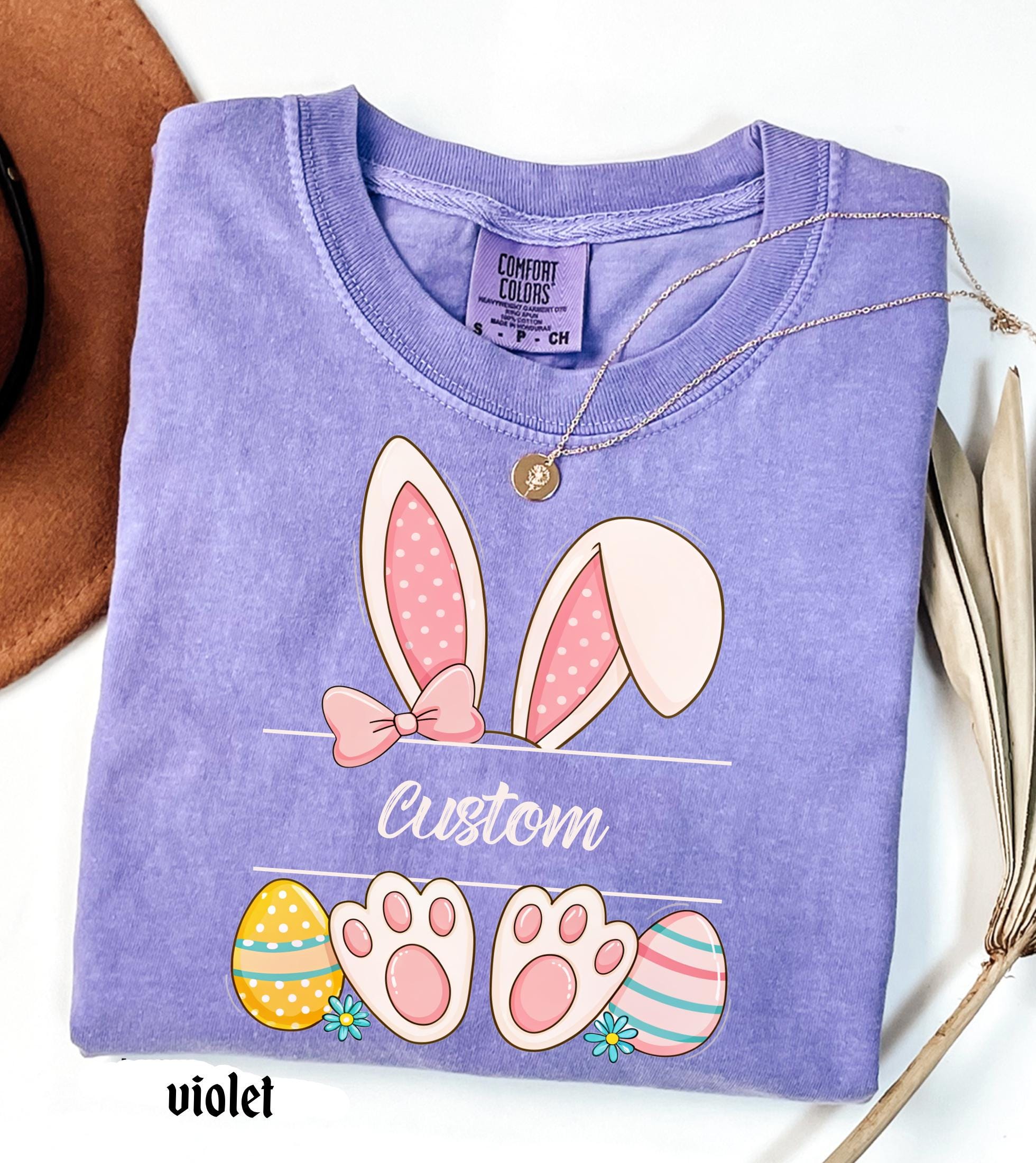 Personalized Easter Bunny Name Comfort Colors Shirt, Happy Easter Custom Teacher Easter Gifts, Spring  Womens, Easter Family Trip Tee