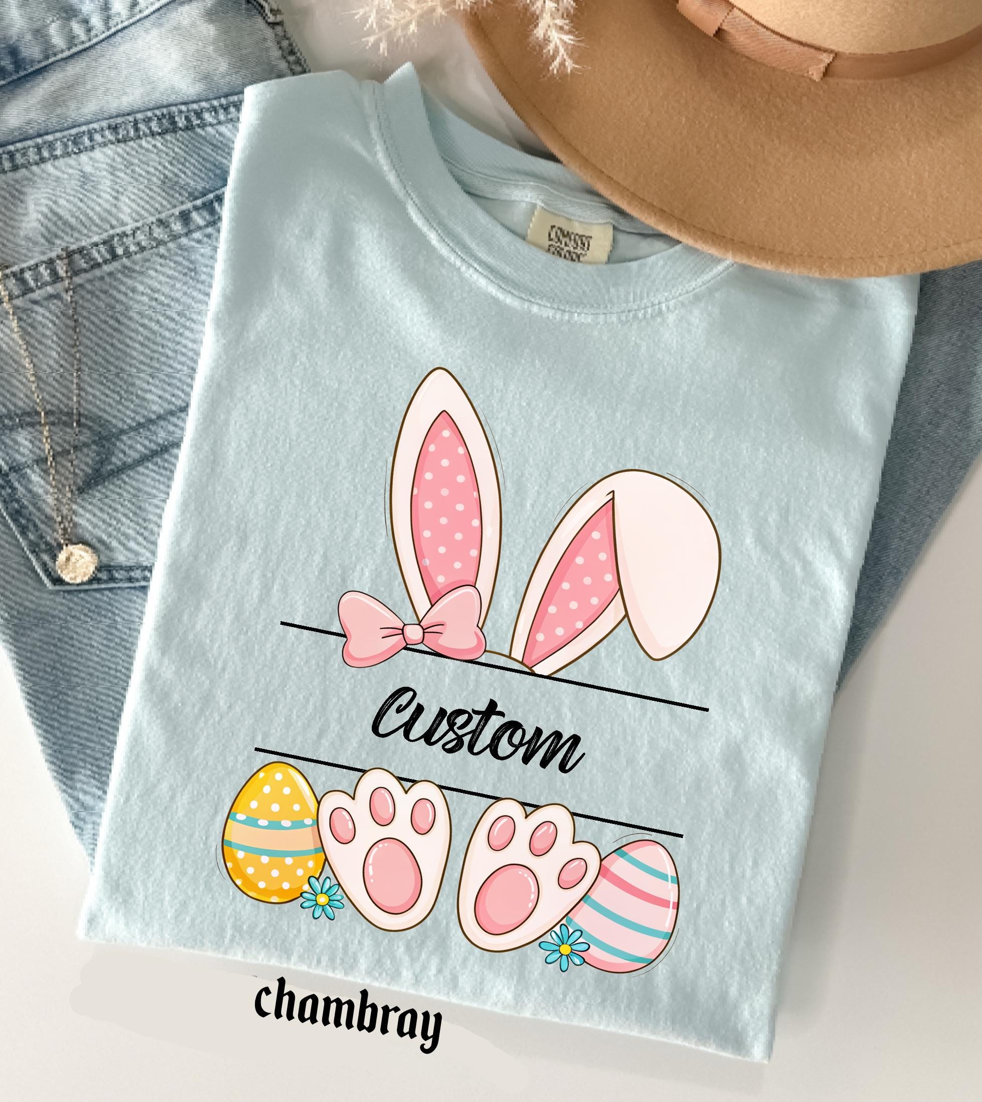 Personalized Easter Bunny Name Comfort Colors Shirt, Happy Easter Custom Teacher Easter Gifts, Spring  Womens, Easter Family Trip Tee
