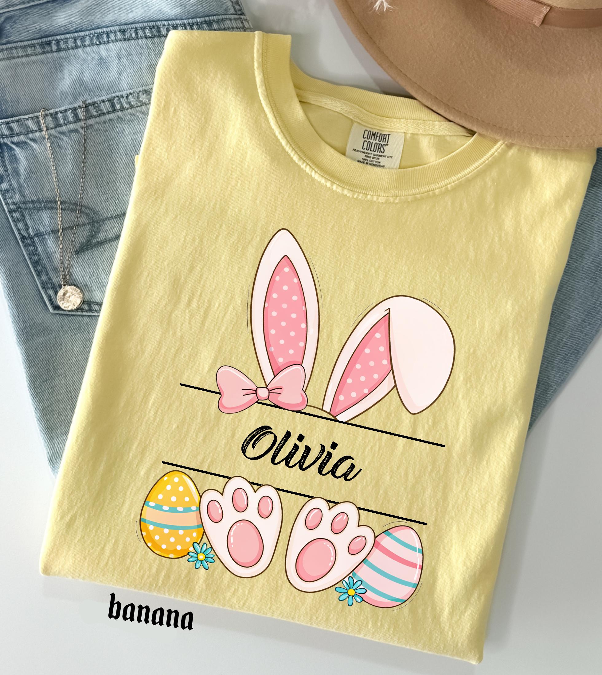 Personalized Easter Bunny Name Comfort Colors Shirt, Happy Easter Custom Teacher Easter Gifts, Spring  Womens, Easter Family Trip Tee