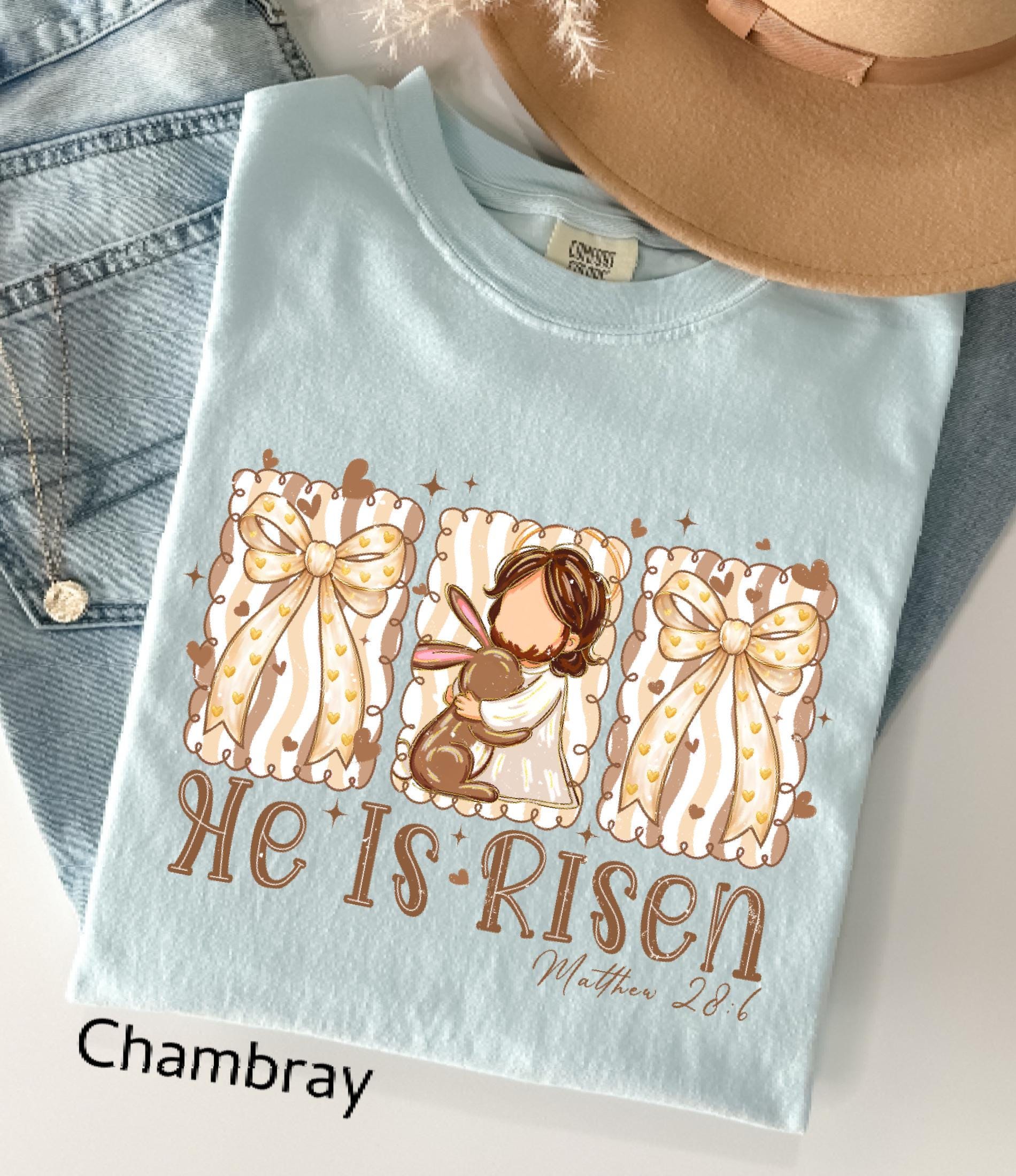 He Is Risen Comfort Colors Shirt, Easter Bible Verse Shirt, Christian Jesus Easter Tee, Brush Stroke Faith T-Shirt