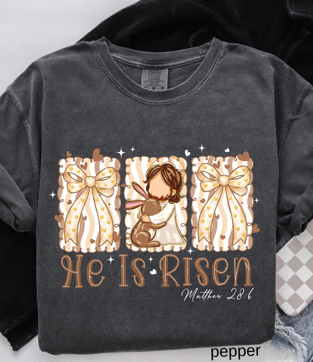 He Is Risen Comfort Colors Shirt, Easter Bible Verse Shirt, Christian Jesus Easter Tee, Brush Stroke Faith T-Shirt
