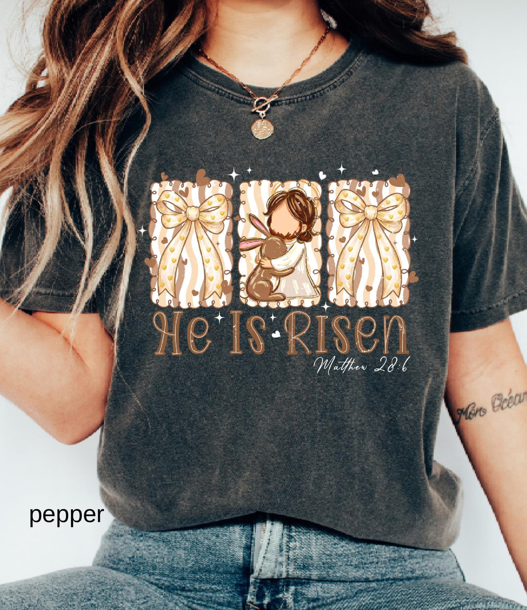 He Is Risen Comfort Colors Shirt, Easter Bible Verse Shirt, Christian Jesus Easter Tee, Brush Stroke Faith T-Shirt