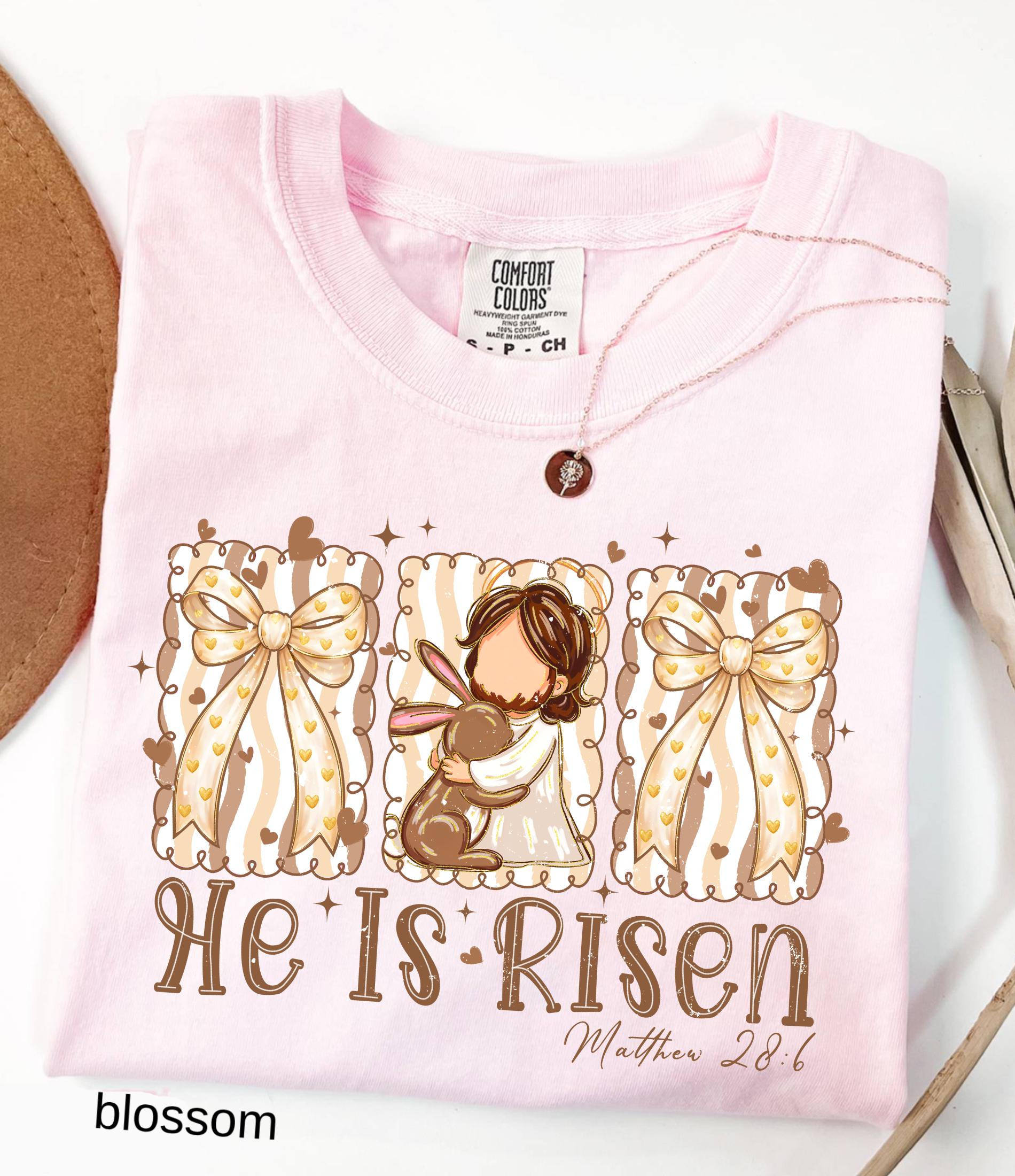 He Is Risen Comfort Colors Shirt, Easter Bible Verse Shirt, Christian Jesus Easter Tee, Brush Stroke Faith T-Shirt