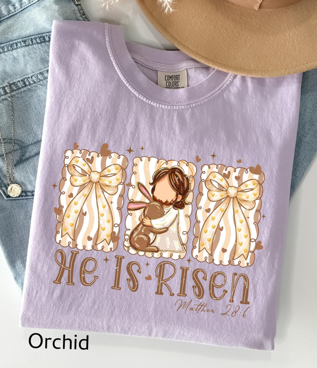 He Is Risen Comfort Colors Shirt, Easter Bible Verse Shirt, Christian Jesus Easter Tee, Brush Stroke Faith T-Shirt
