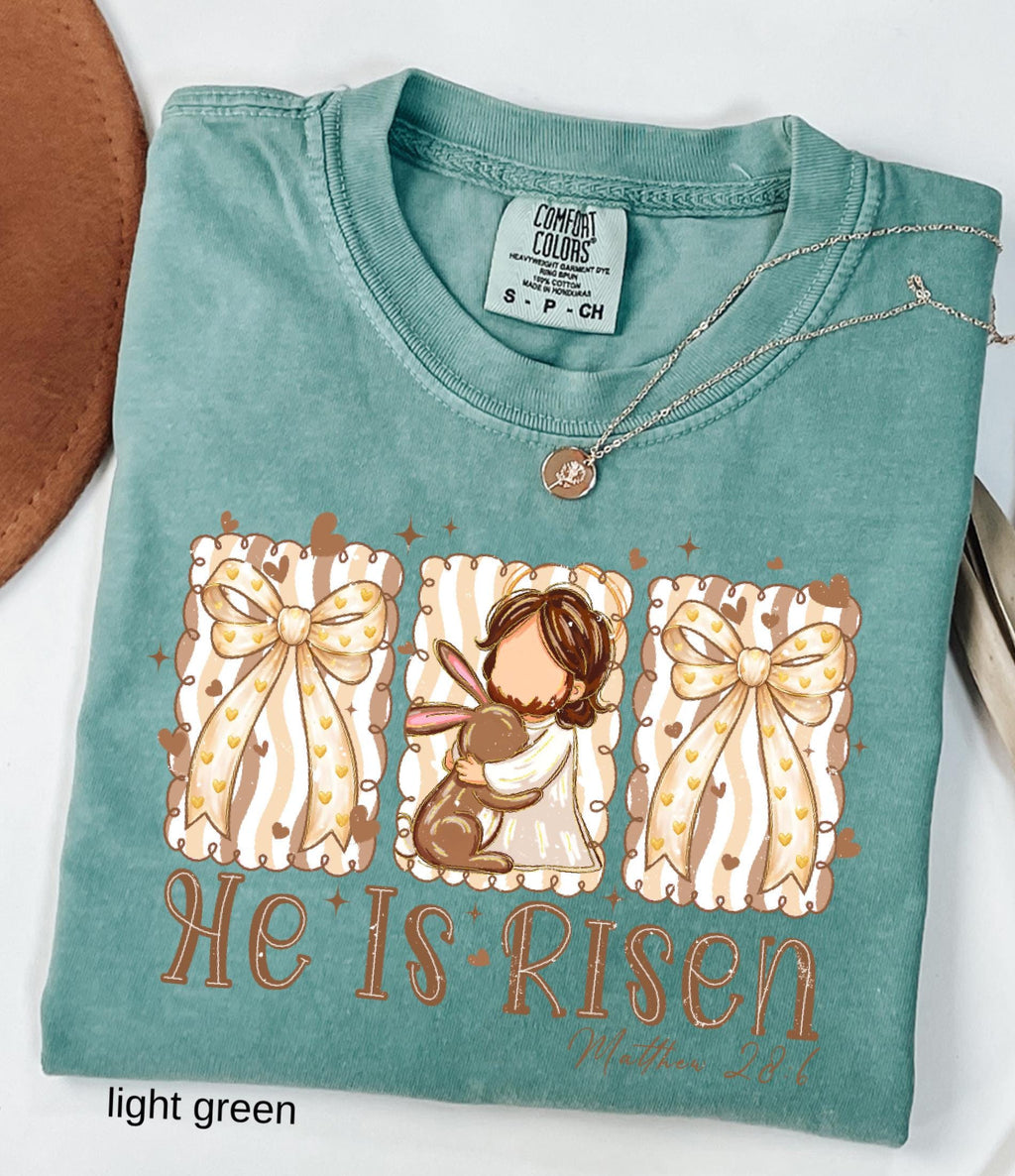 He Is Risen Comfort Colors Shirt, Easter Bible Verse Shirt, Christian Jesus Easter Tee, Brush Stroke Faith T-Shirt