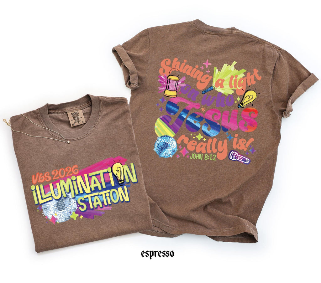 Illumination Station Christian Comfort Colors T-shirt, VBS 2026 Tee, Shining A Light On Who Jesus Really is Easter Church Shirt, Summer Gift