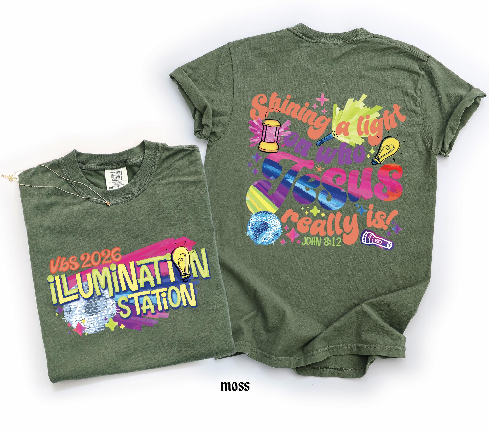 Illumination Station Christian Comfort Colors T-shirt, VBS 2026 Tee, Shining A Light On Who Jesus Really is Easter Church Shirt, Summer Gift
