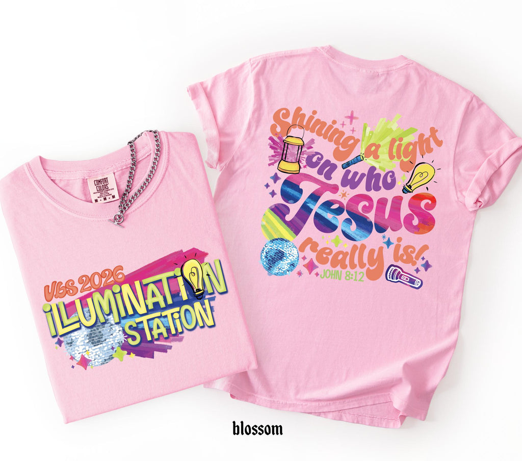 Illumination Station Christian Comfort Colors T-shirt, VBS 2026 Tee, Shining A Light On Who Jesus Really is Easter Church Shirt, Summer Gift
