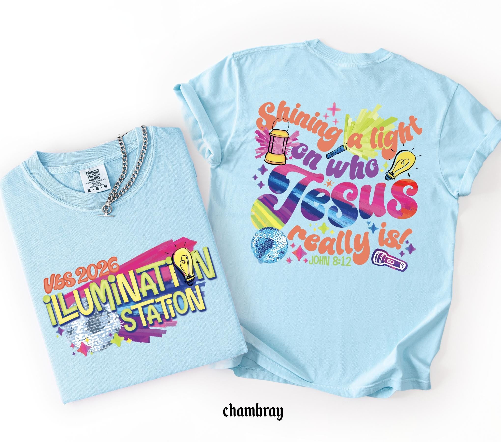 Illumination Station Christian Comfort Colors T-shirt, VBS 2026 Tee, Shining A Light On Who Jesus Really is Easter Church Shirt, Summer Gift