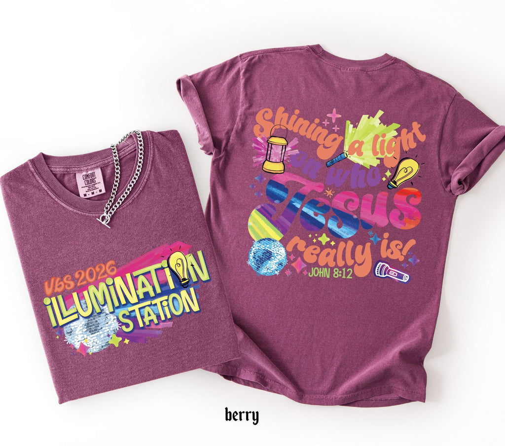 Illumination Station Christian Comfort Colors T-shirt, VBS 2026 Tee, Shining A Light On Who Jesus Really is Easter Church Shirt, Summer Gift