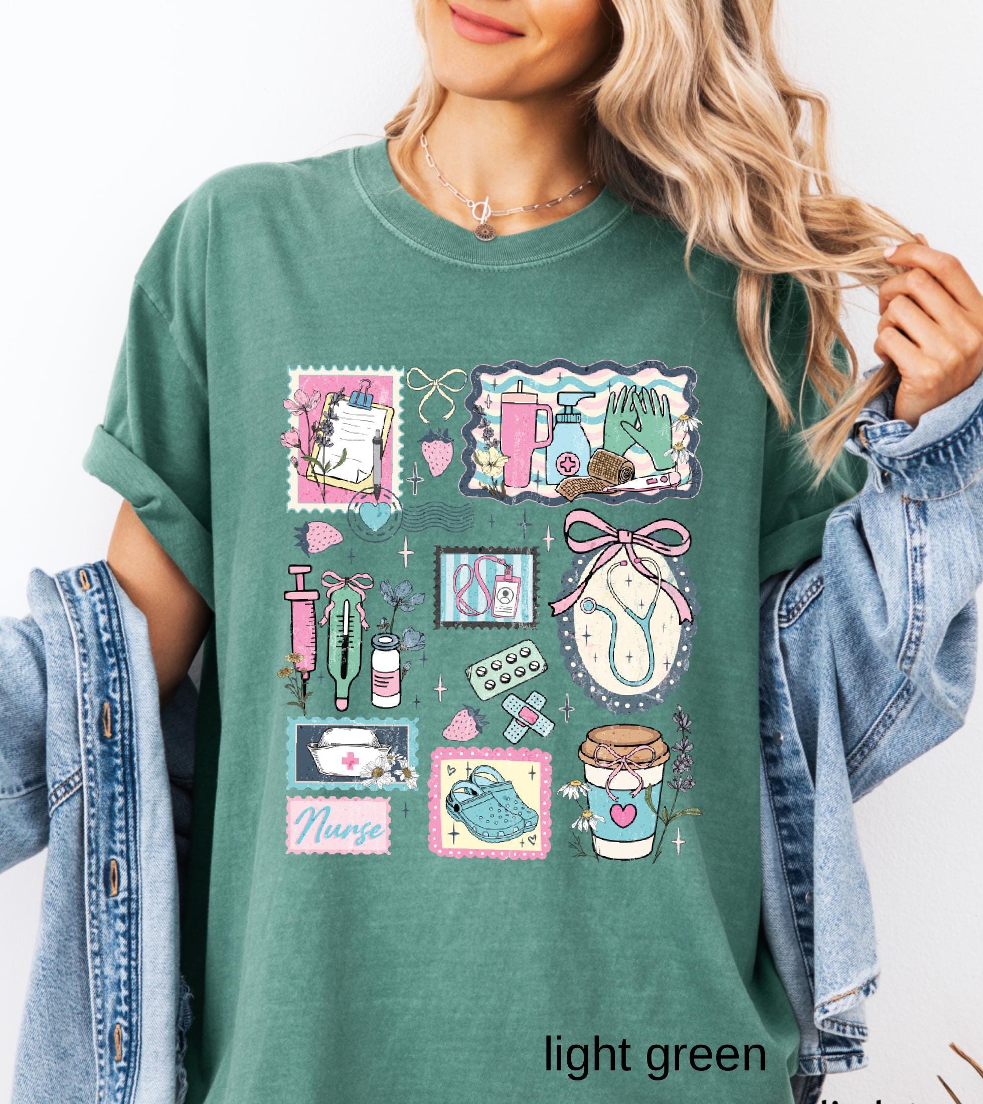 The Life of a Nurse Comfort Colors T-Shirt, Medical Scrapbook Registered Nurse Gift, Cottagecore Nursing Life Collage Tee, RN Pediatric