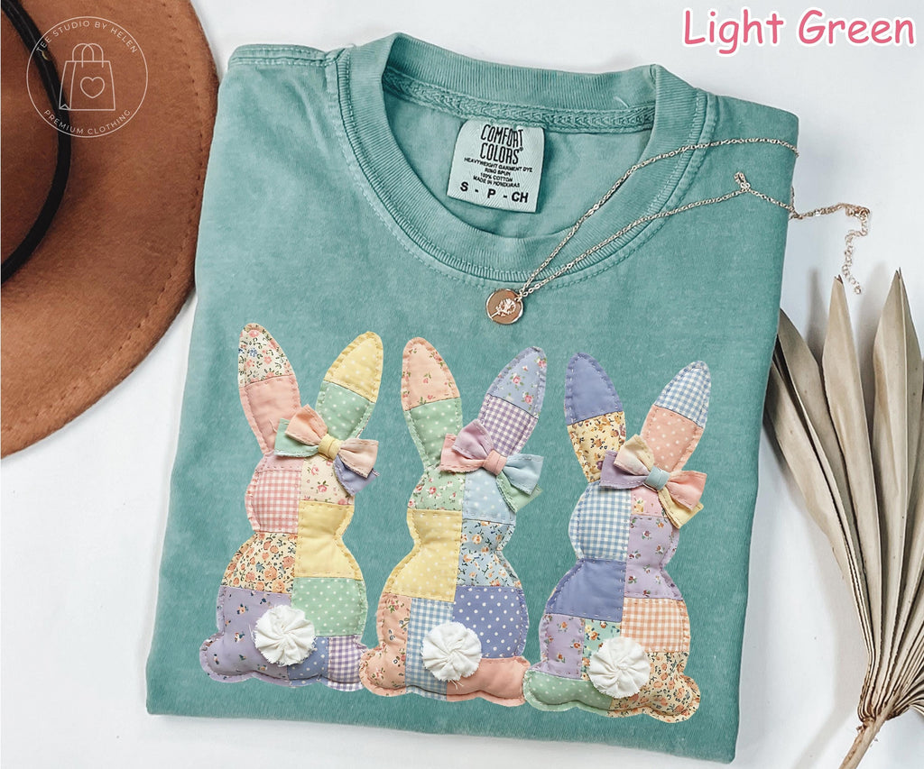 Comfort Colors® Patchwork Bunny Shirt, Floral Easter Bunny Shirt, Vintage Cottagecore Bunny T-Shirt, Spring Easter Gift for Women