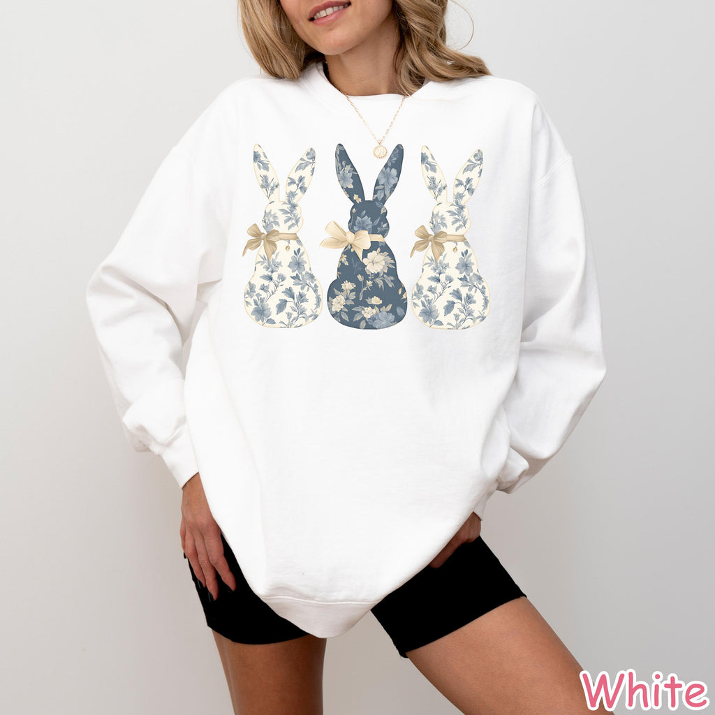 Comfort Colors® Floral Bunny Sweatshirt, Coquette Bow Easter Sweatshirt, Womens Easter Shirt, Easter Crewneck, Rabbit Sweater, Easter Gift
