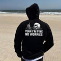 Yeah I'm Fine No Worries Shirt, Funny Skeleton Hoodie, Sarcastic Sweatshirt, Drowning Skull Tee, Thumbs Up Gift, Dark Humor, Meme Top