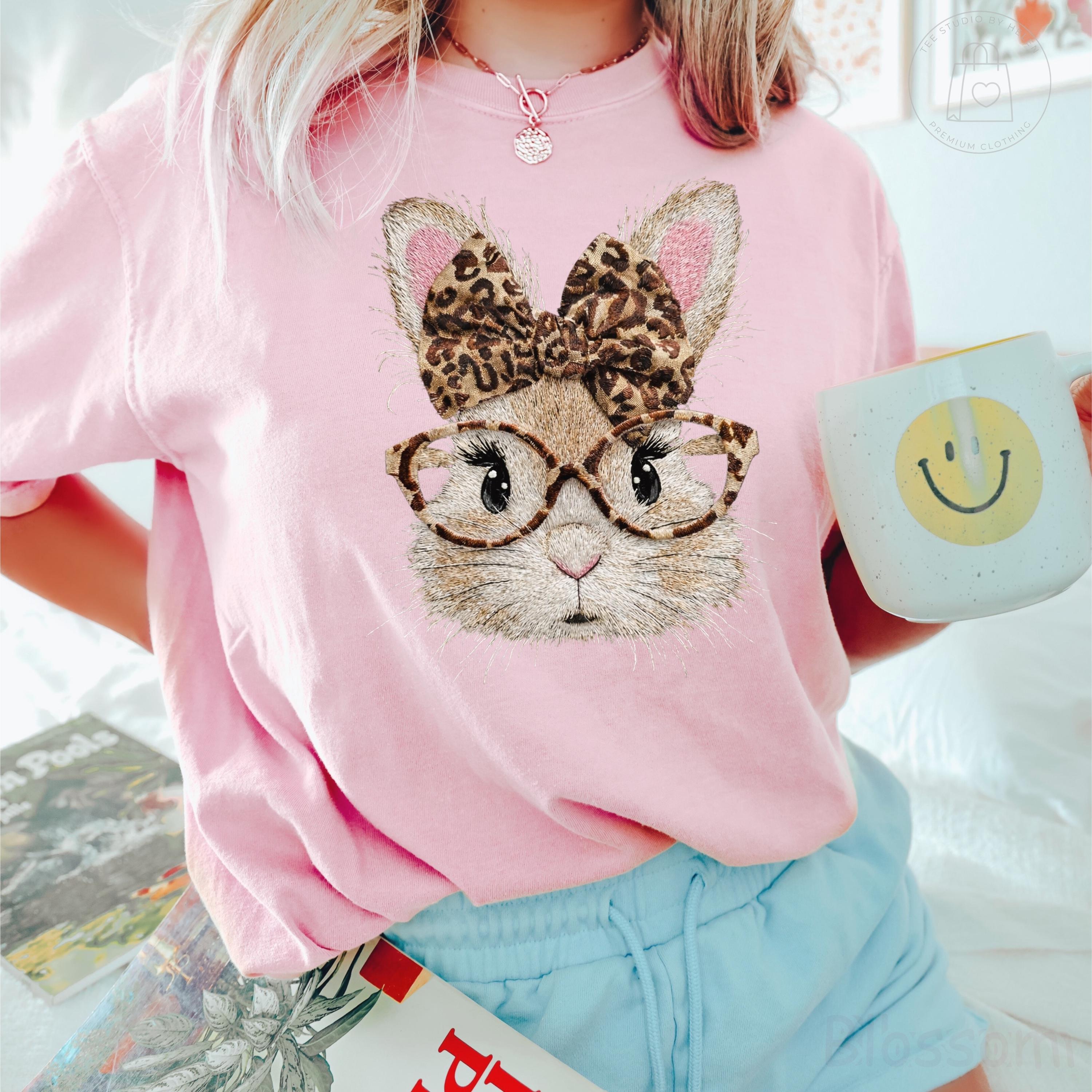 Comfort Colors® Leopard Bunny Shirt, Coquette Easter Shirt, Spring Women Tee, Trendy Easter Day Gift, Retro Happy Easter Bunny T-Shirt