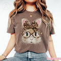 Comfort Colors® Leopard Bunny Shirt, Coquette Easter Shirt, Spring Women Tee, Trendy Easter Day Gift, Retro Happy Easter Bunny T-Shirt