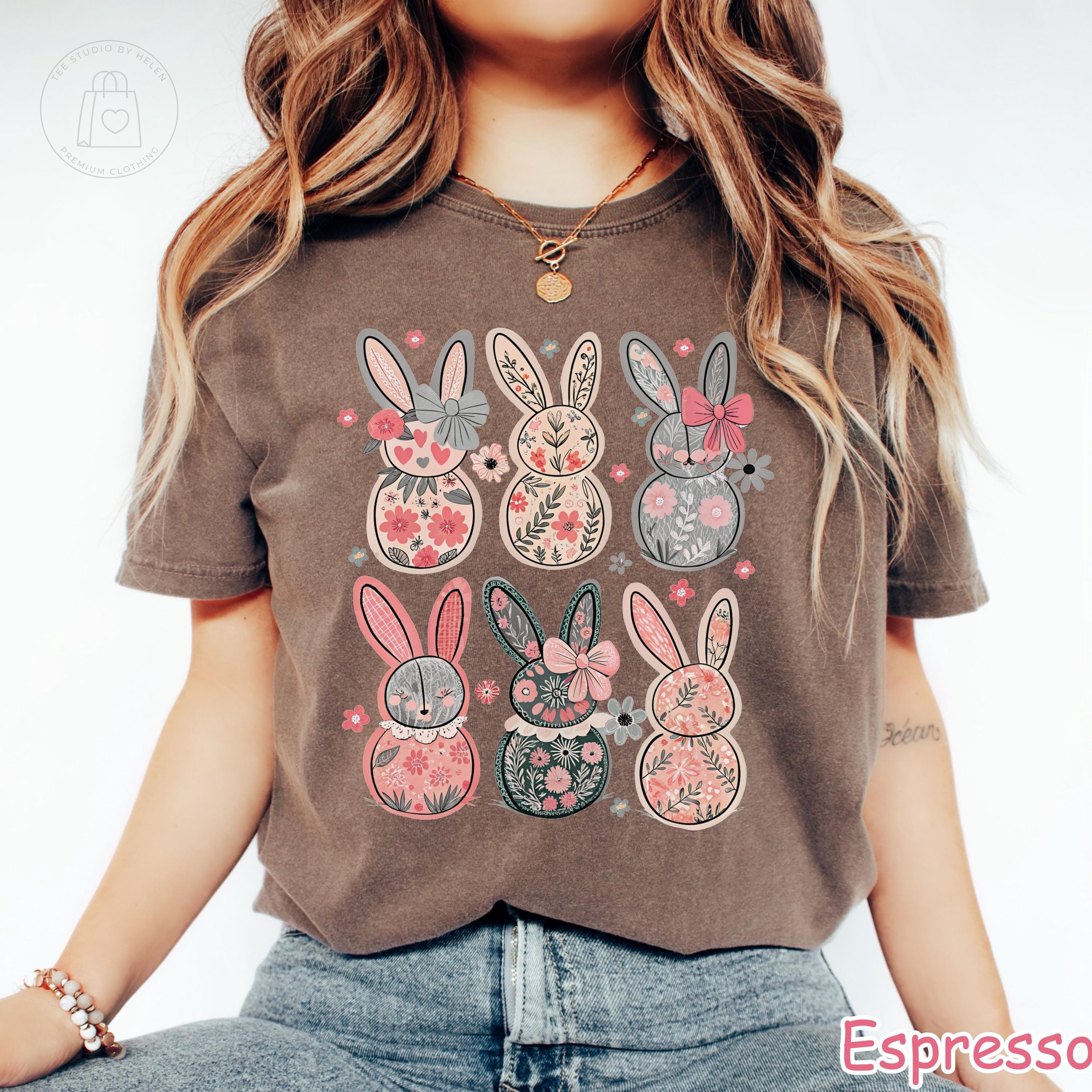 Comfort Colors® Floral Easter Bunny Shirt, Coquette Easter Shirt, Cottagecore Easter Shirt, Boho Floral Spring Women Tee, Trendy Easter Gift
