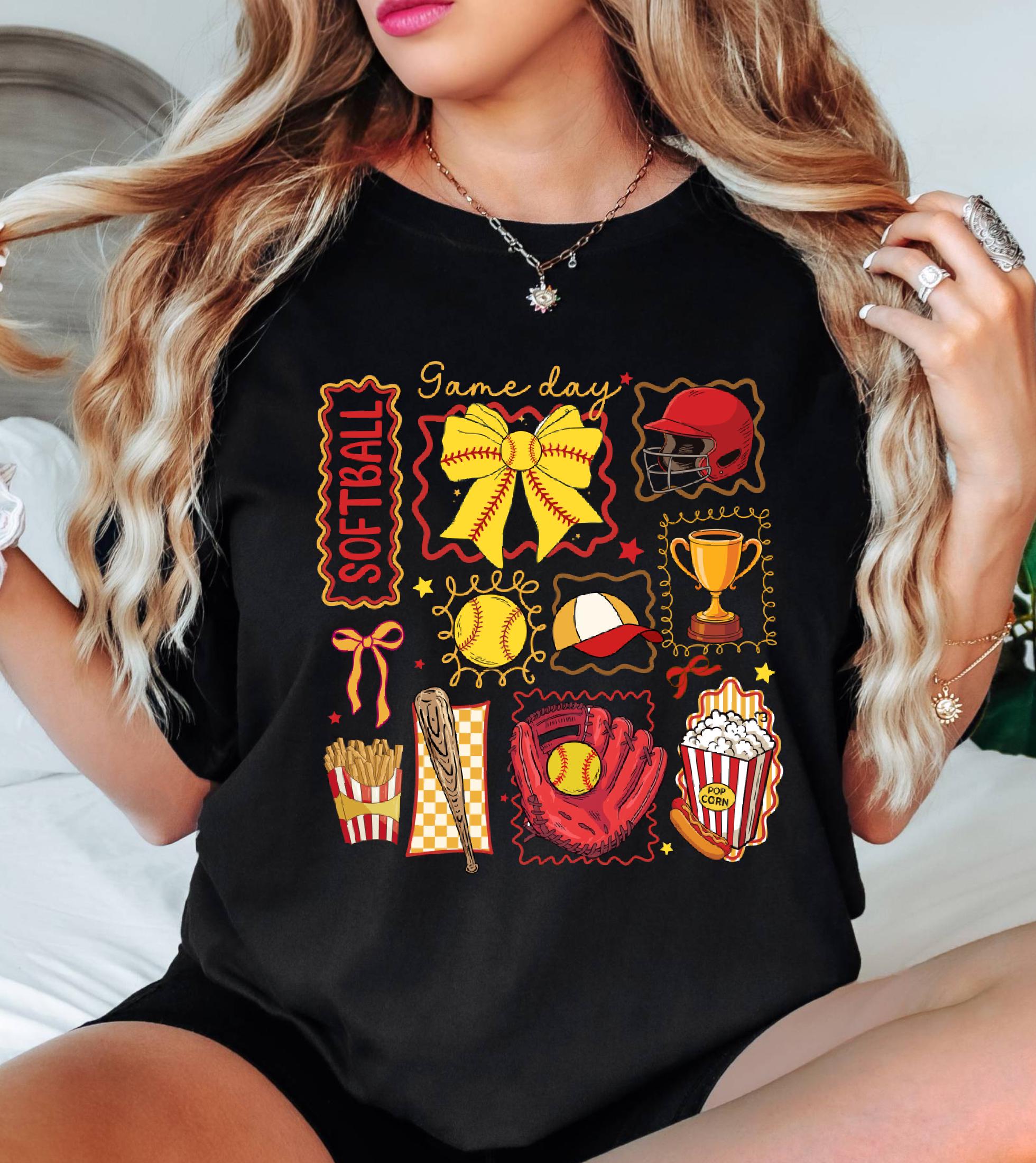 Softball Mom Comfort Colors Shirt, Softball Mama Gift, Game Day Softball Tee, Girly Softball Tee, Softball Sister T-Shirt, Retro Sports Top