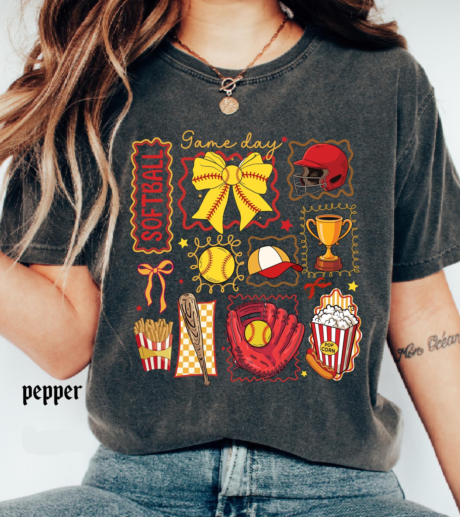 Softball Mom Comfort Colors Shirt, Softball Mama Gift, Game Day Softball Tee, Girly Softball Tee, Softball Sister T-Shirt, Retro Sports Top