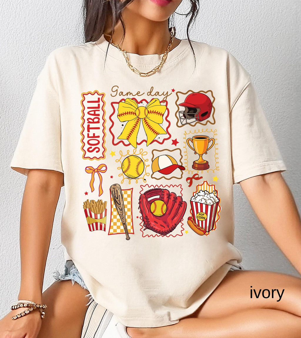 Softball Mom Comfort Colors Shirt, Softball Mama Gift, Game Day Softball Tee, Girly Softball Tee, Softball Sister T-Shirt, Retro Sports Top