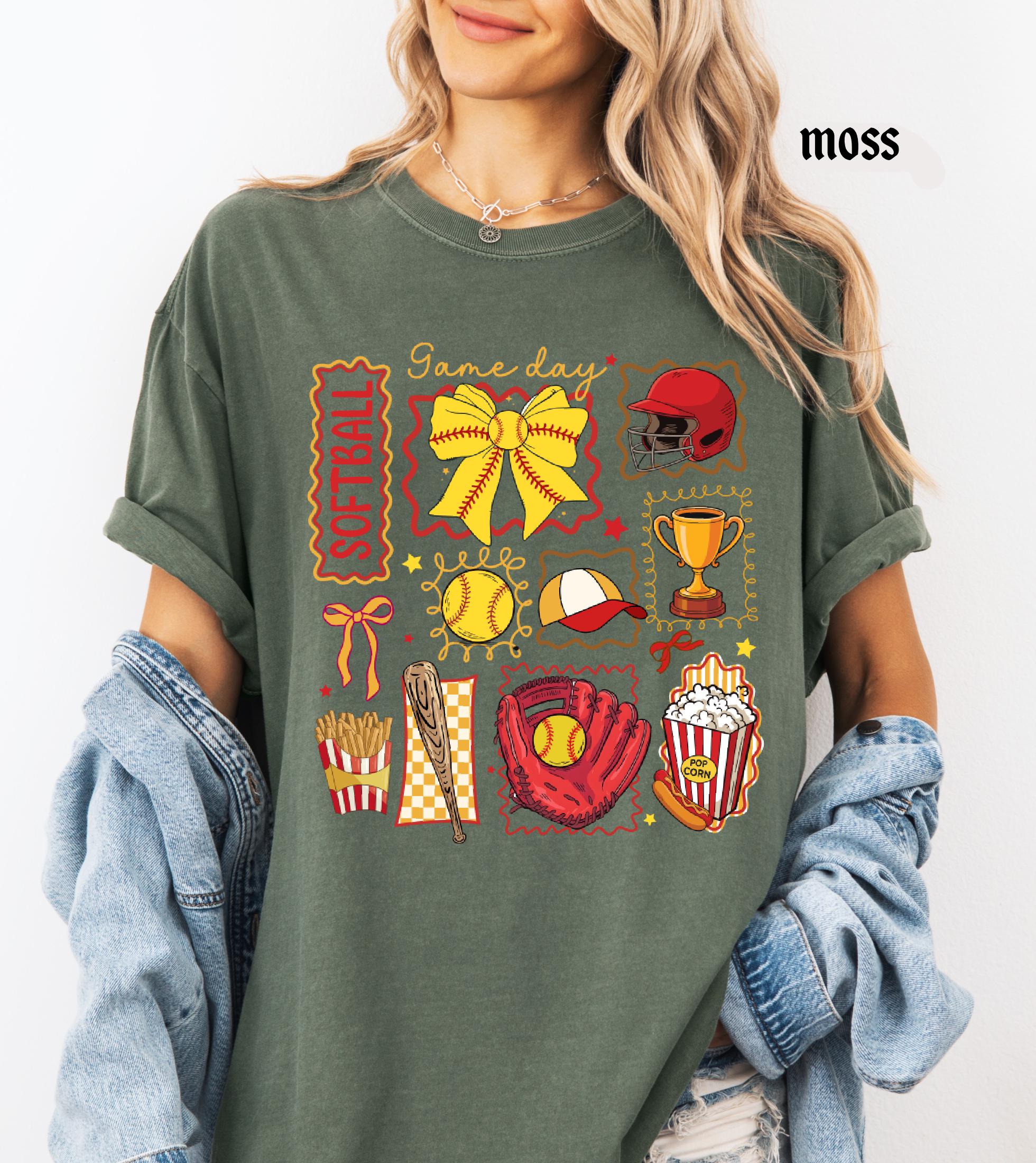 Softball Mom Comfort Colors Shirt, Softball Mama Gift, Game Day Softball Tee, Girly Softball Tee, Softball Sister T-Shirt, Retro Sports Top