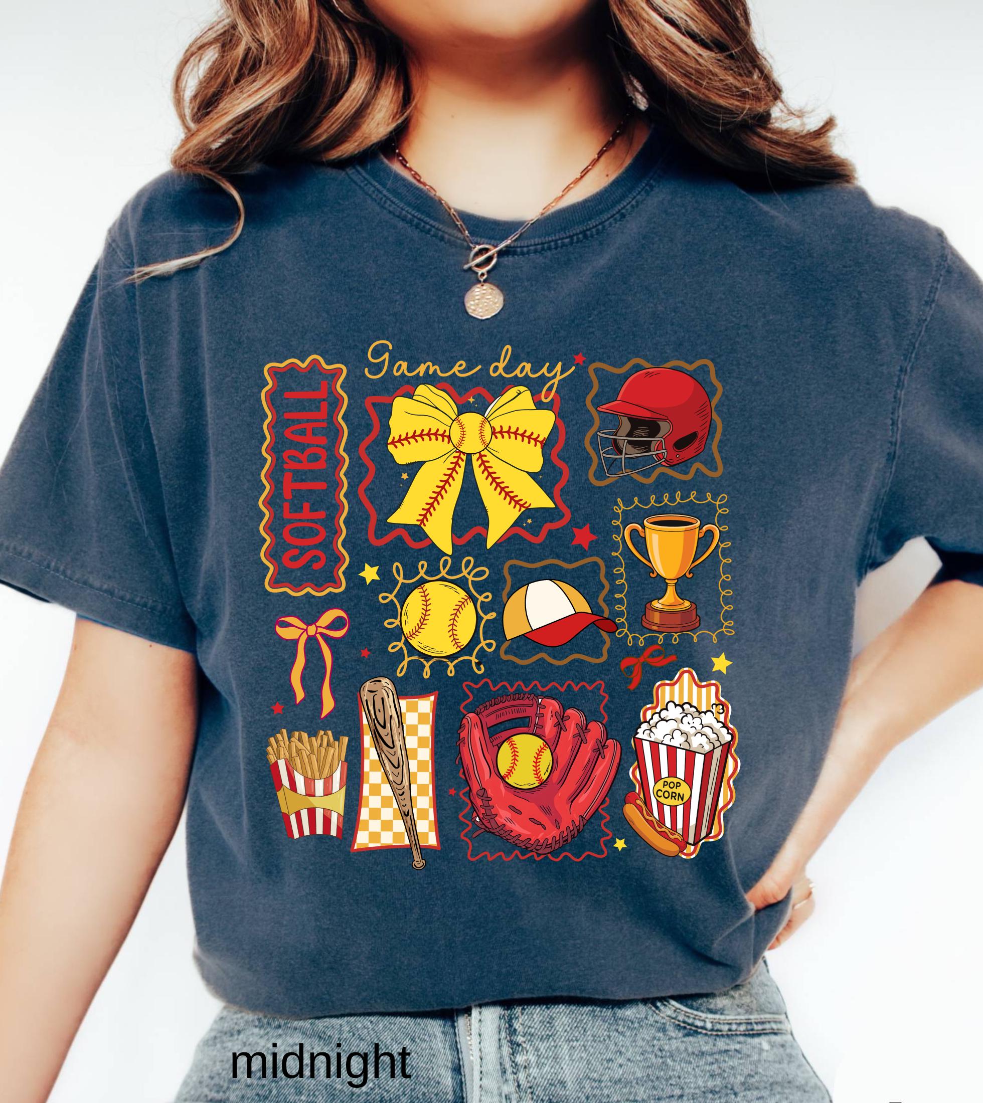 Softball Mom Comfort Colors Shirt, Softball Mama Gift, Game Day Softball Tee, Girly Softball Tee, Softball Sister T-Shirt, Retro Sports Top