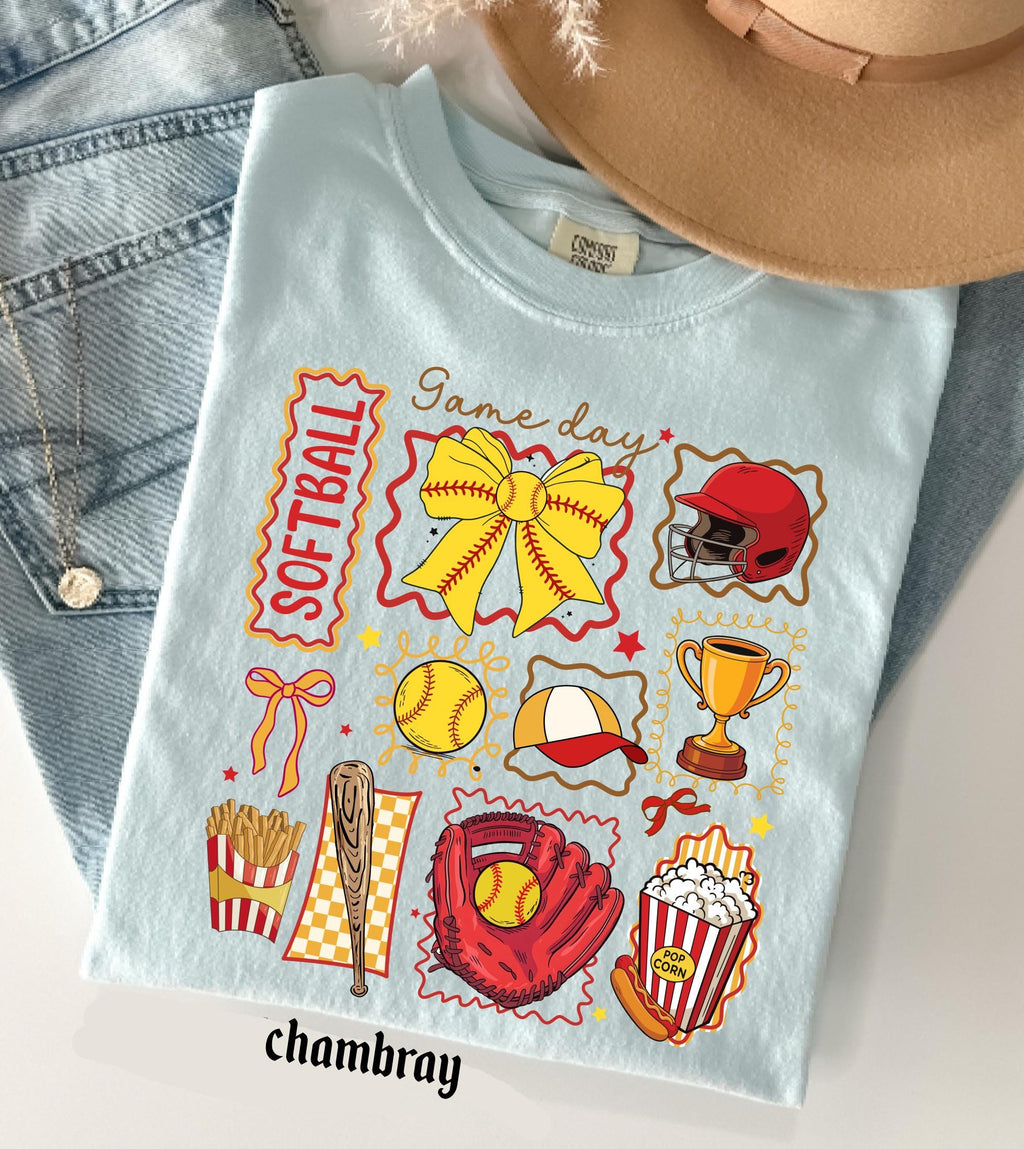 Softball Mom Comfort Colors Shirt, Softball Mama Gift, Game Day Softball Tee, Girly Softball Tee, Softball Sister T-Shirt, Retro Sports Top