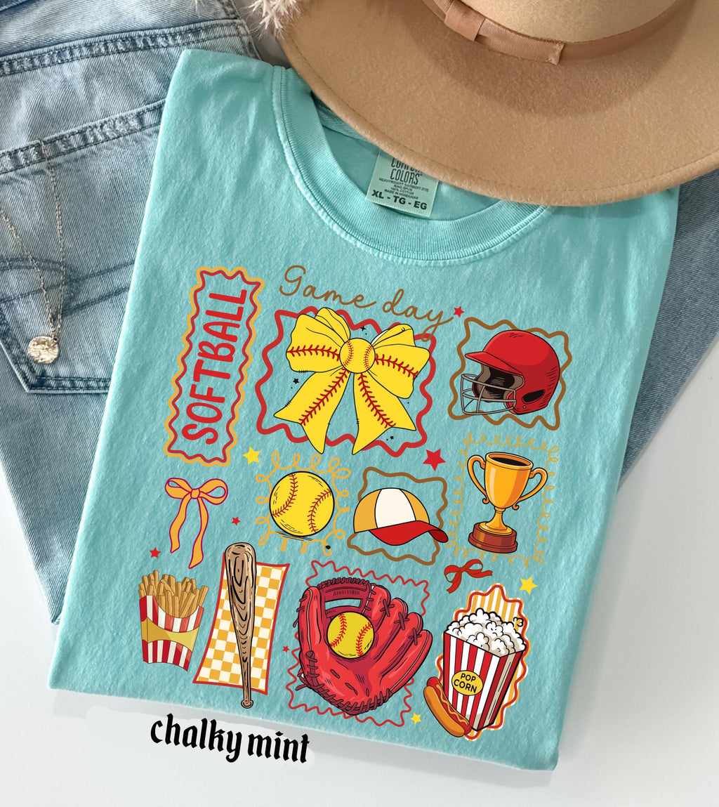 Softball Mom Comfort Colors Shirt, Softball Mama Gift, Game Day Softball Tee, Girly Softball Tee, Softball Sister T-Shirt, Retro Sports Top