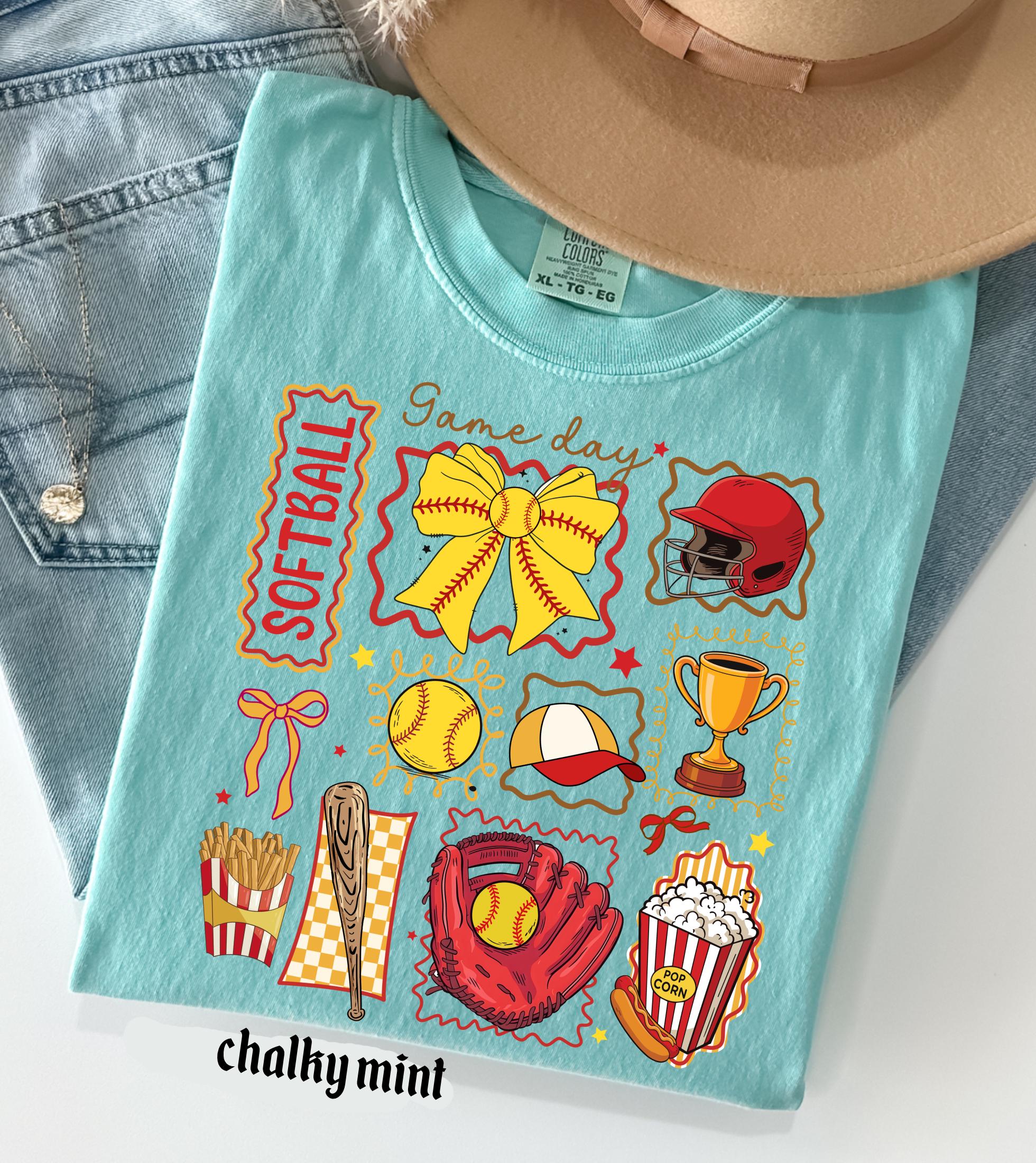 Softball Mom Comfort Colors Shirt, Softball Mama Gift, Game Day Softball Tee, Girly Softball Tee, Softball Sister T-Shirt, Retro Sports Top