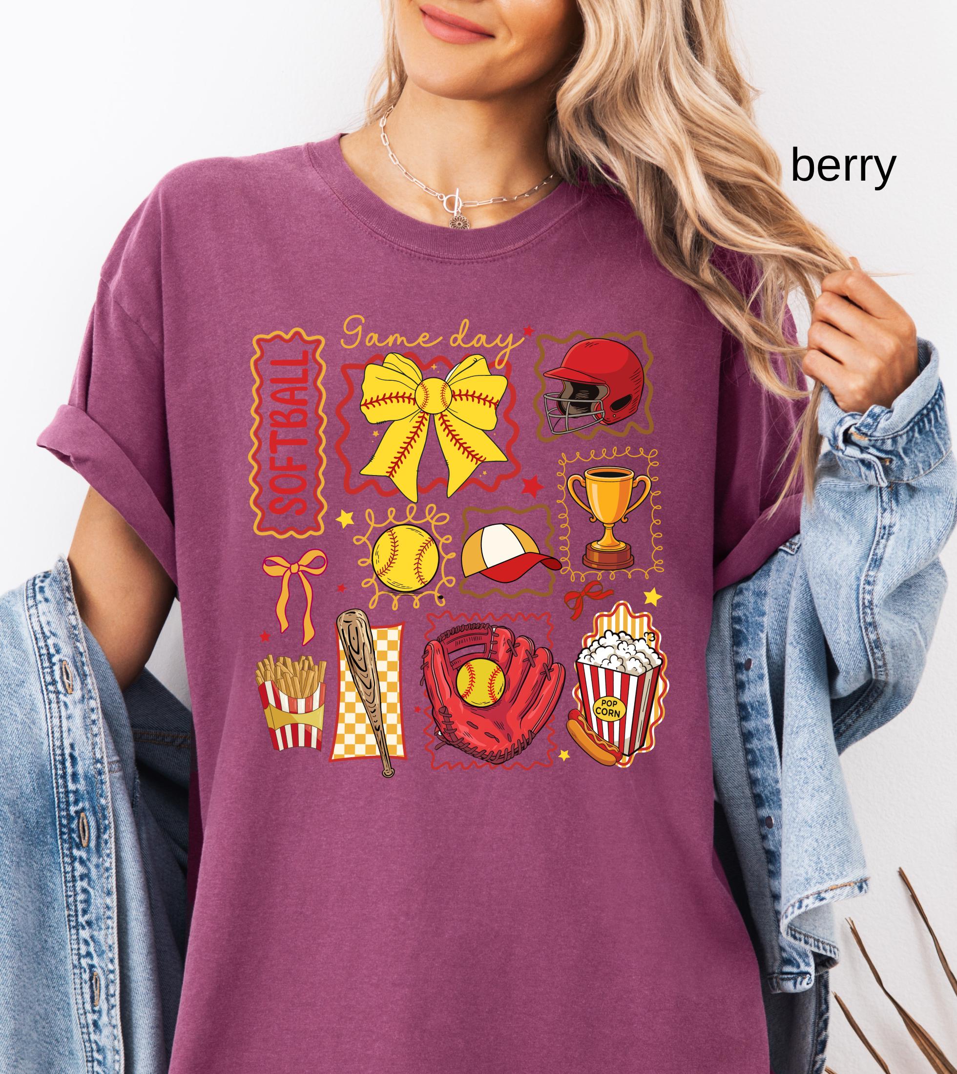 Softball Mom Comfort Colors Shirt, Softball Mama Gift, Game Day Softball Tee, Girly Softball Tee, Softball Sister T-Shirt, Retro Sports Top